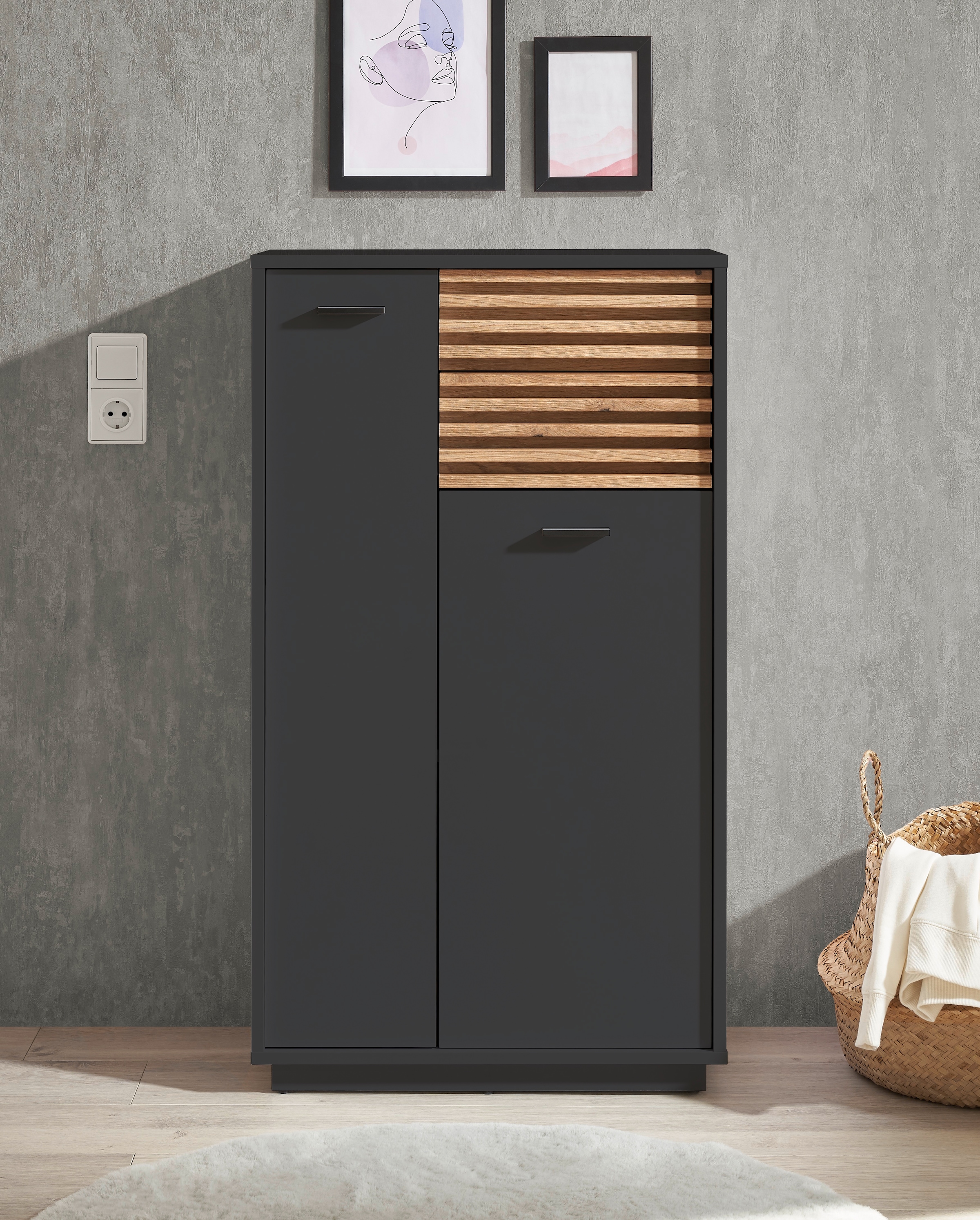 BASIC by Balculina Midischrank »Liguria B/H/T 60x106x35 cm« 1 Stk. tlg. Breite 60cm, Unterflurauszug, FSC-Mix 70%