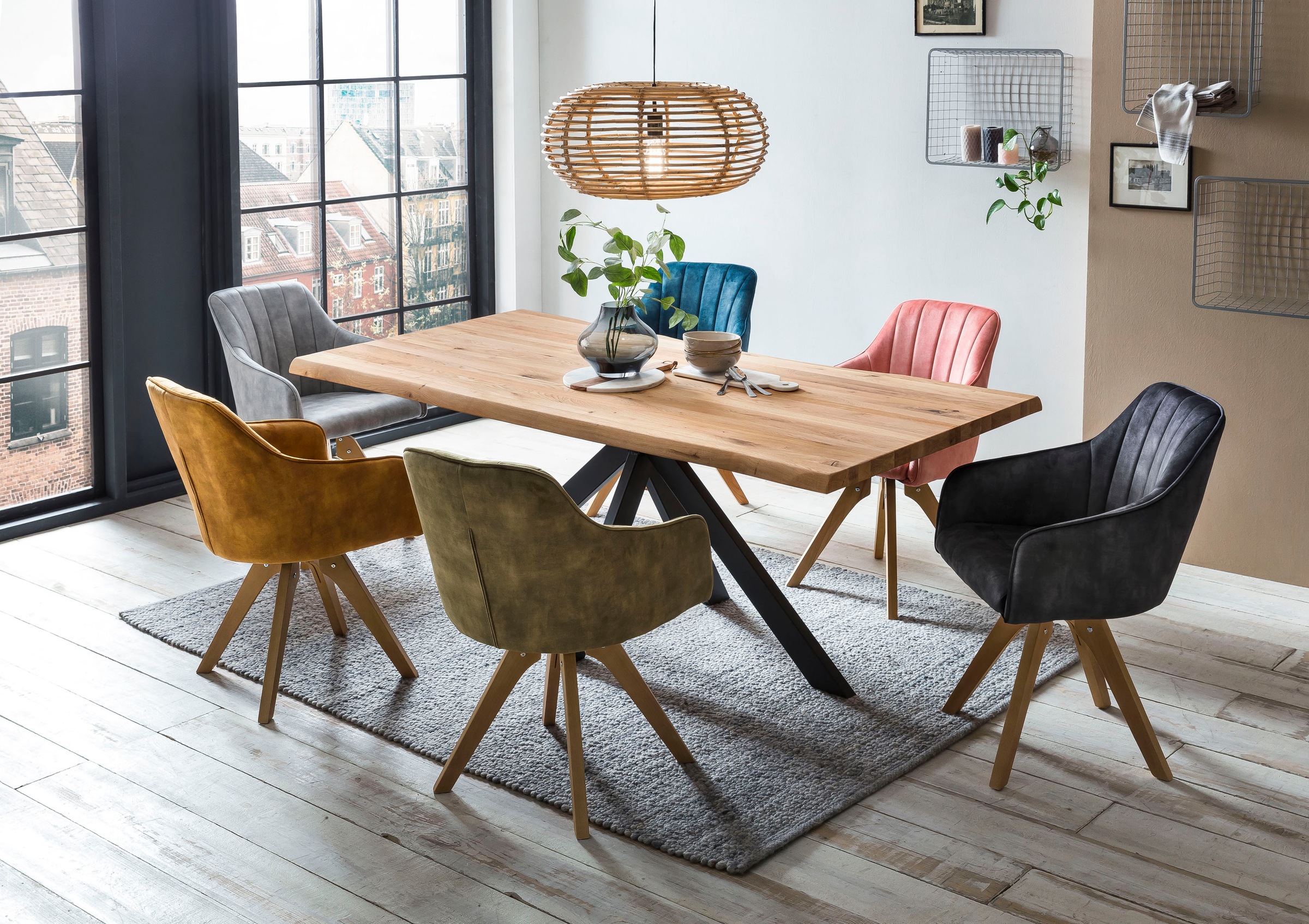 Home affaire Esstisch »Tristan« Massivholz Wildeiche mit echter Baumkante