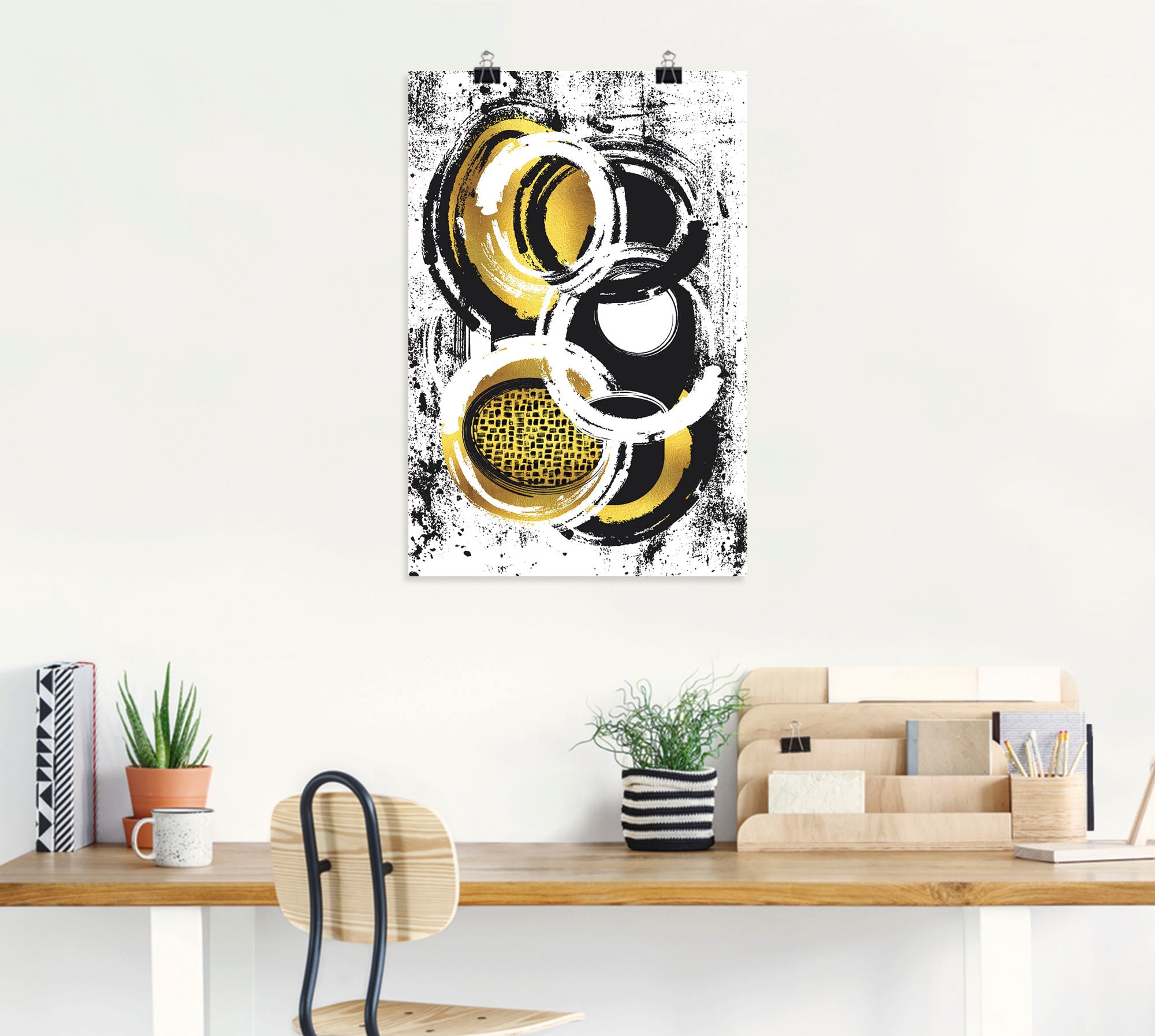 Artland Wandbild »Abstrakte Malerei Nr. 2 gold«, Muster, (1 St.), als Leinwandbild, Poster, Wandaufkleber in verschied. Größen
