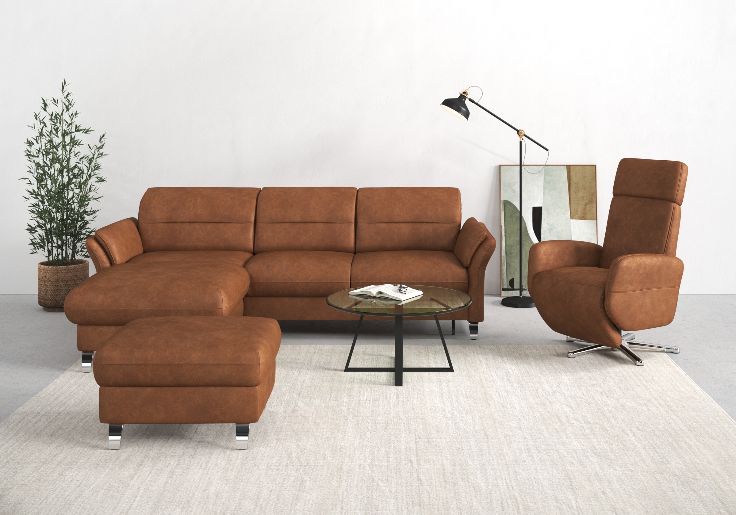 sit&more Ecksofa "Grenoble L-Form mit Federkern" wahlweise mit Schlaffunktion, Bettkasten, Arm- und Kopfteilverstellung