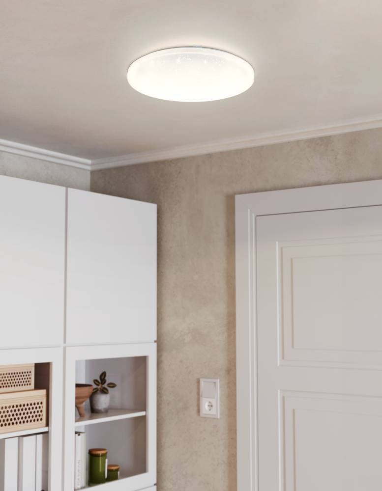 EGLO LED Deckenleuchte »FRANIA-S Deckenlampe, weiß, Kristalleffekt, geringe Aufbauhöhe«, 1 flammig, Leuchtmittel LED-Board | LED fest integriert, Wohzimmer, Küche, Esszimmer, Flur, modern, rund