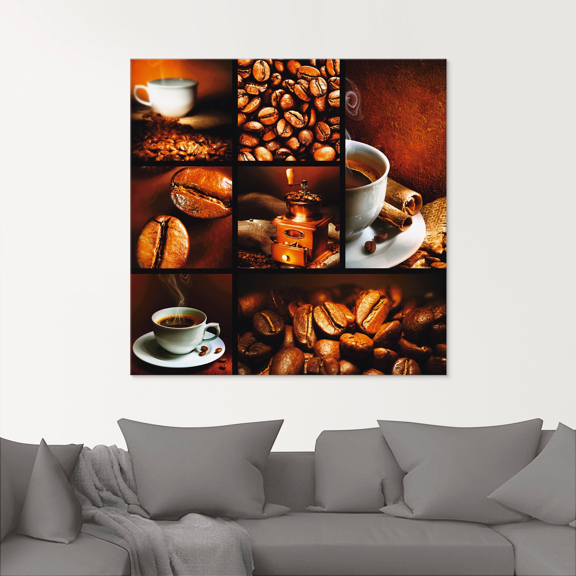 Artland Glasbild »Kaffee in Collage«, | bestellen Größen BAUR verschiedenen St.), Getränke, (1