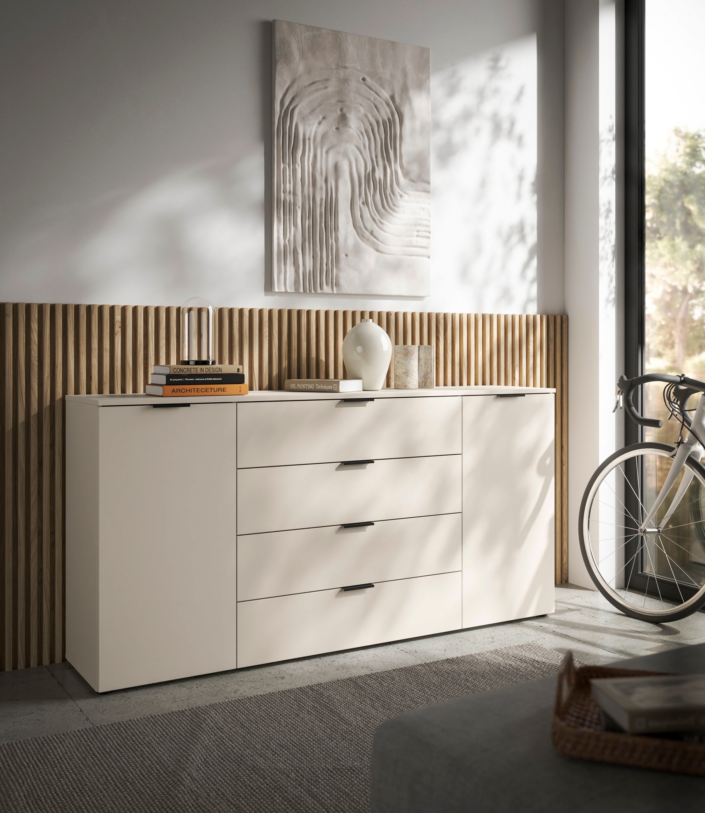 HBZ Sideboard »Linz Kommode, BxHxT 180x90x40cm«, (1 St.), Breite 180cm,Lip-Griff, Melaminbeschichtung