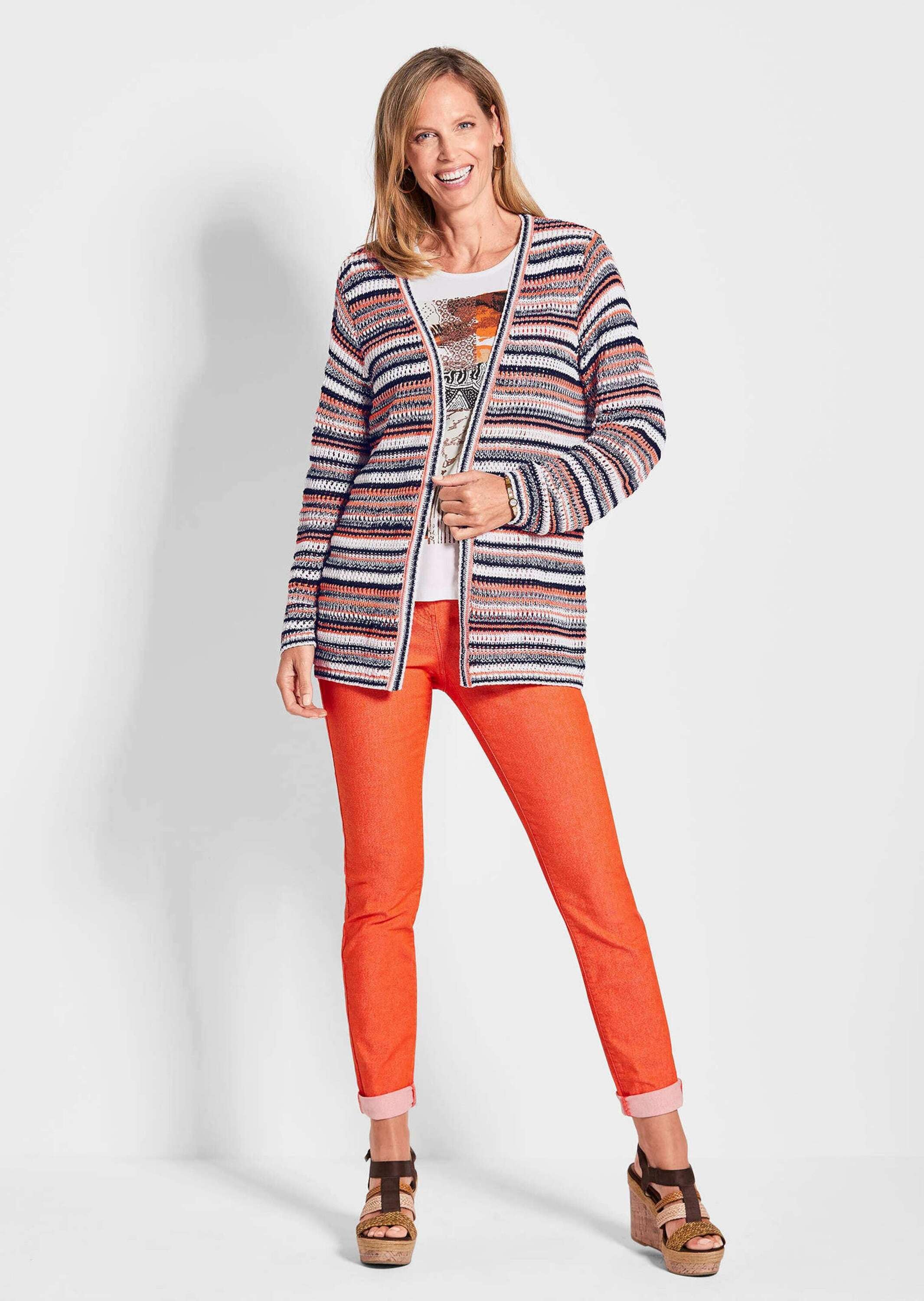 GOLDNER Strickjacke »Kurzgröße Luftige multicolore Strickjacke«