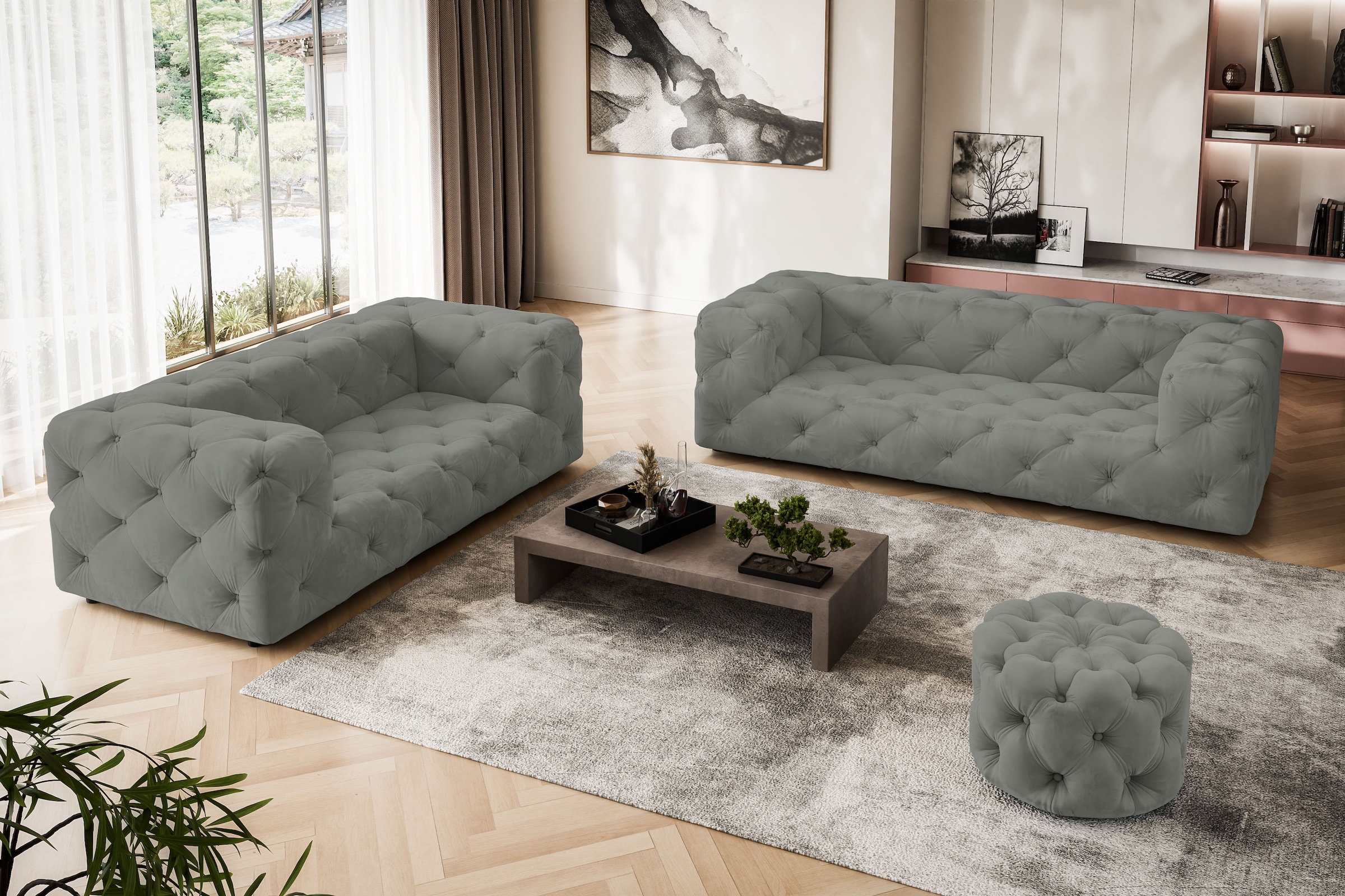 Places of Style 3-Sitzer "FOLLINA", 3-Sitzer Sofa mit klassischer Chesterfi günstig online kaufen