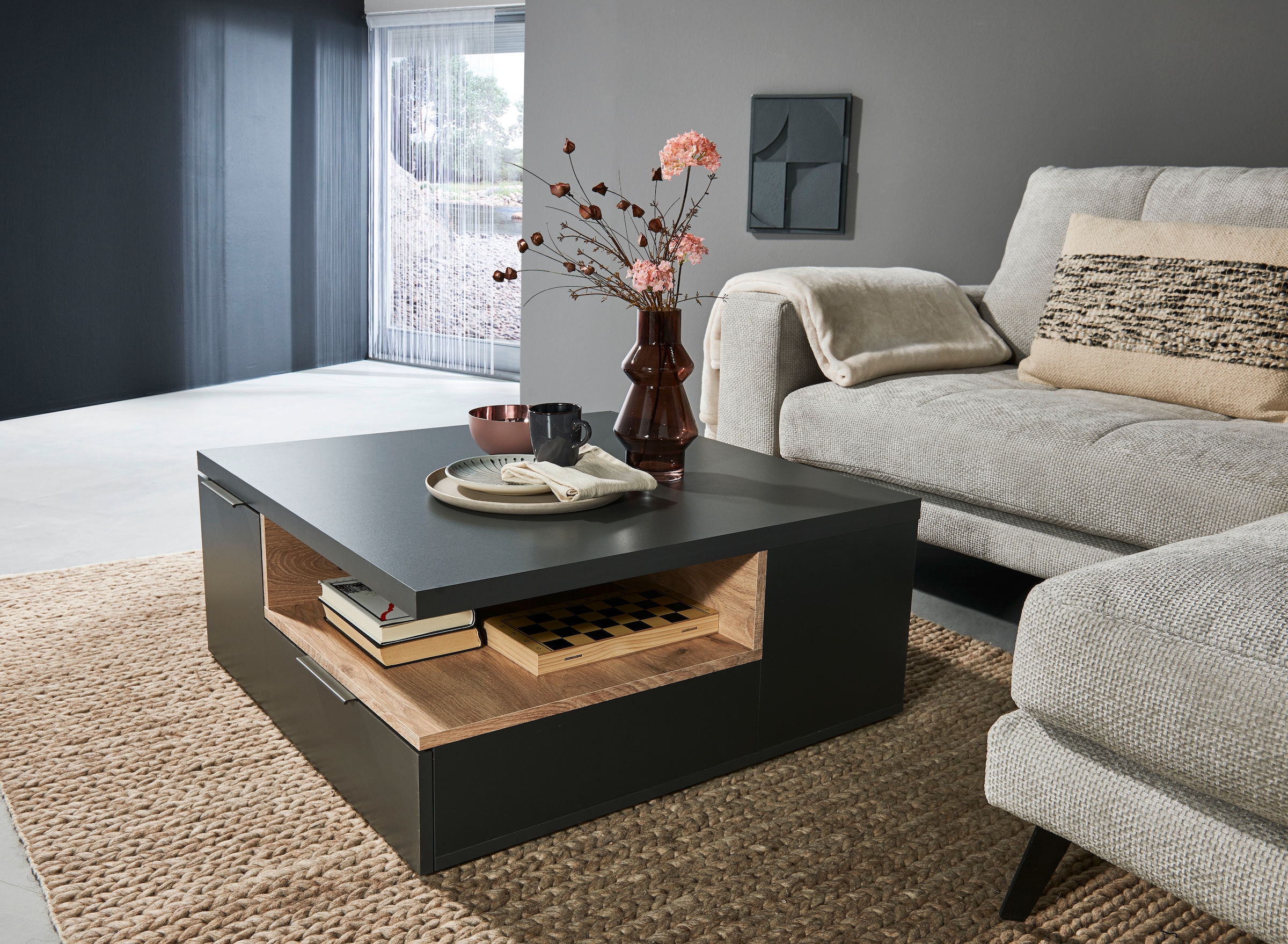 HBZ Couchtisch »Enna, TOPSELLER!«, (), 80x80 cm, Wohnzimmertisch mit Schubkästen, melaminbeschichtet