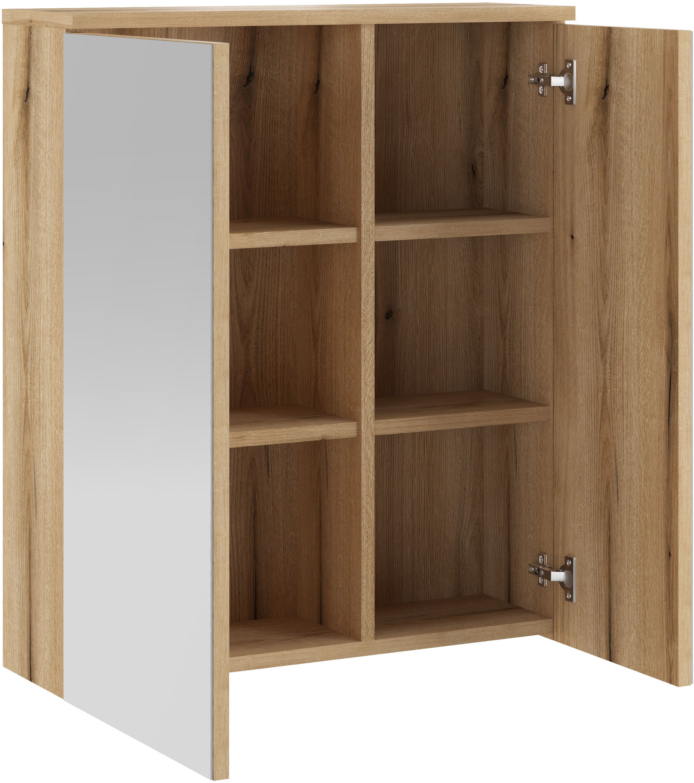 INOSIGN Badspiegel »Oslo, Spiegelschrank in Eiche Evoke, Spiegel im skandinavischen Design«, Aufbewahrungsschrank mit 2 Spiegeltüren, wahlweise mit LED