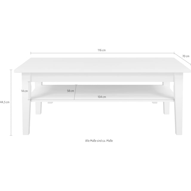 Wohnglücklich by Infantil Couchtisch »Solvita«, Breite 116 cm, aus massivem  Kiefernholz bestellen | BAUR