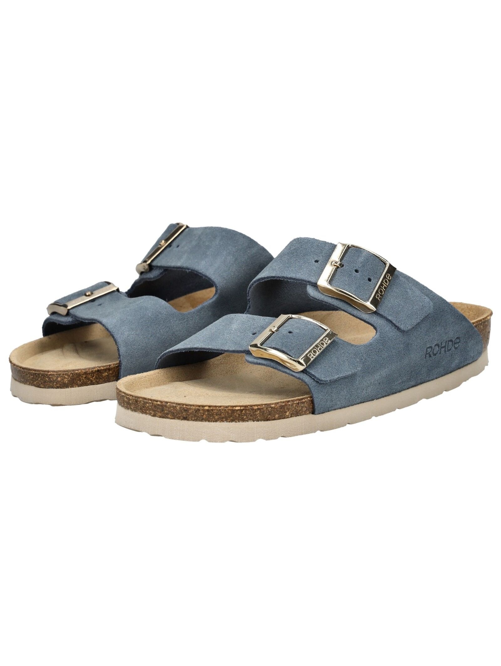 Hausschuh ROHDE "Rohde Pantoletten Veloursleder", Damen, Gr. 43, blau (jeans), Veloursleder, Schuhe Hausschuh 5