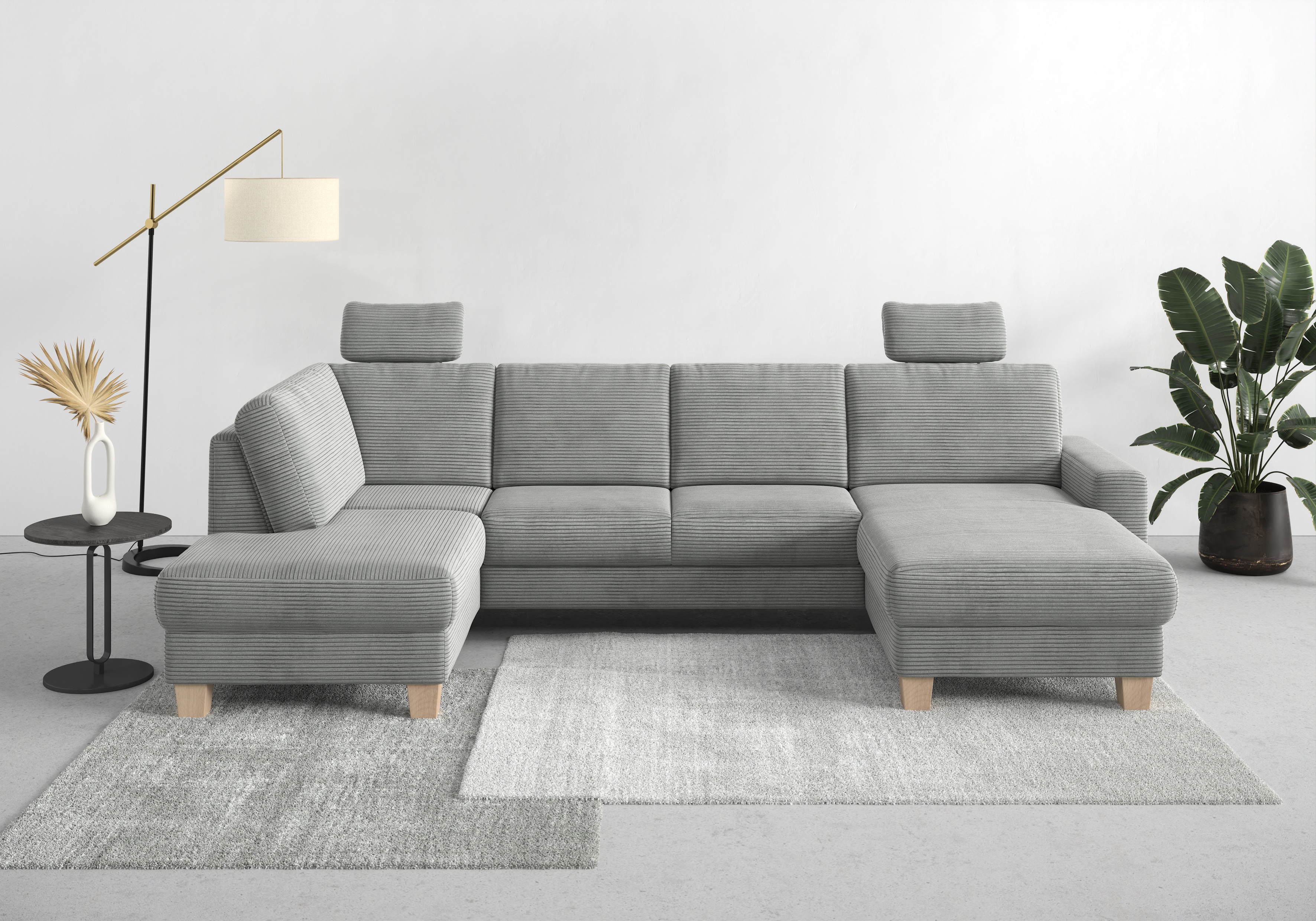 OTTO home Wohnlandschaft "Summer U-Form" mit oder ohne Schlaffunktion und Bettkasten, Cord-Bezug