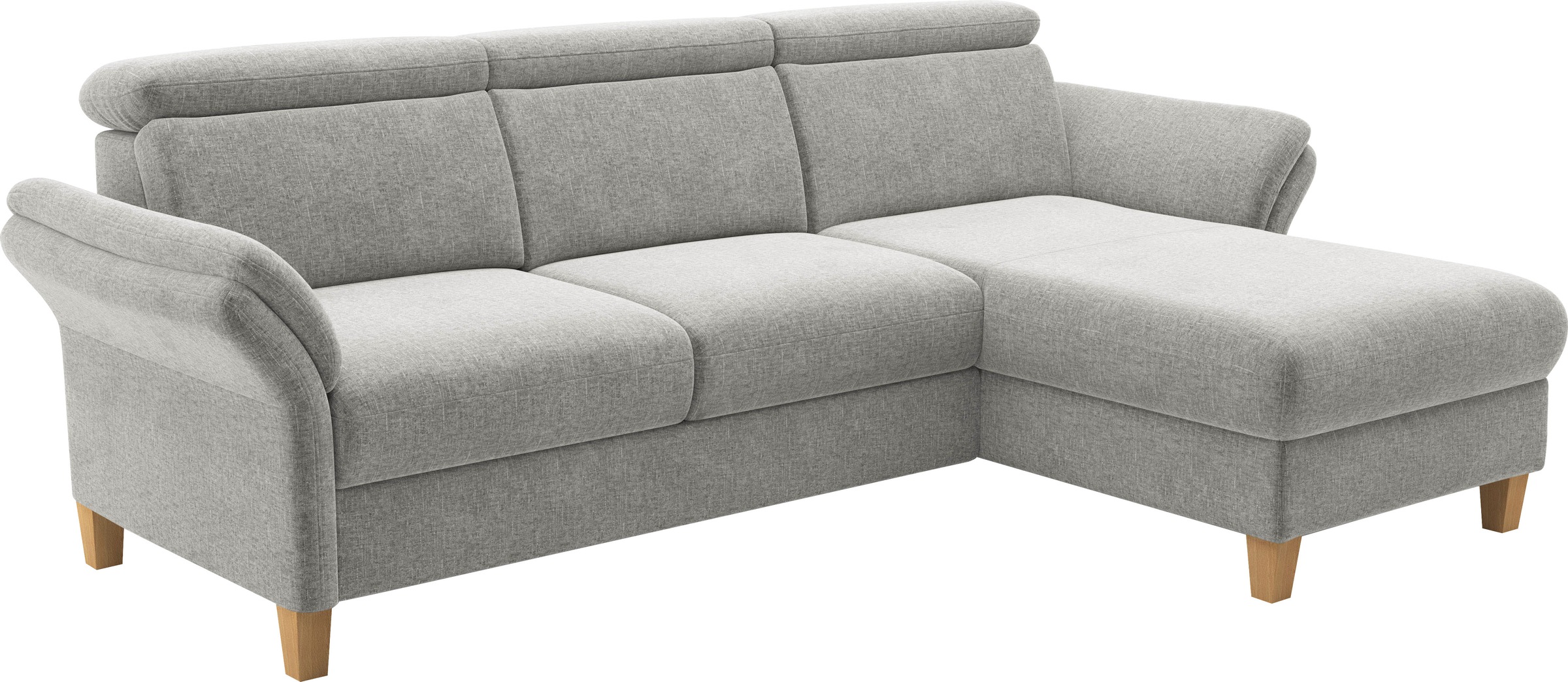 Ecksofa HOME AFFAIRE "Glendale, L-Form", hellgrau, B:253cm H:84cm T:166cm, 100% Polyester, Sofas, Ecksofa, inkl. Kopfteilverstellung, wahlweise mit Vorziehsitz und Bettkasten 8