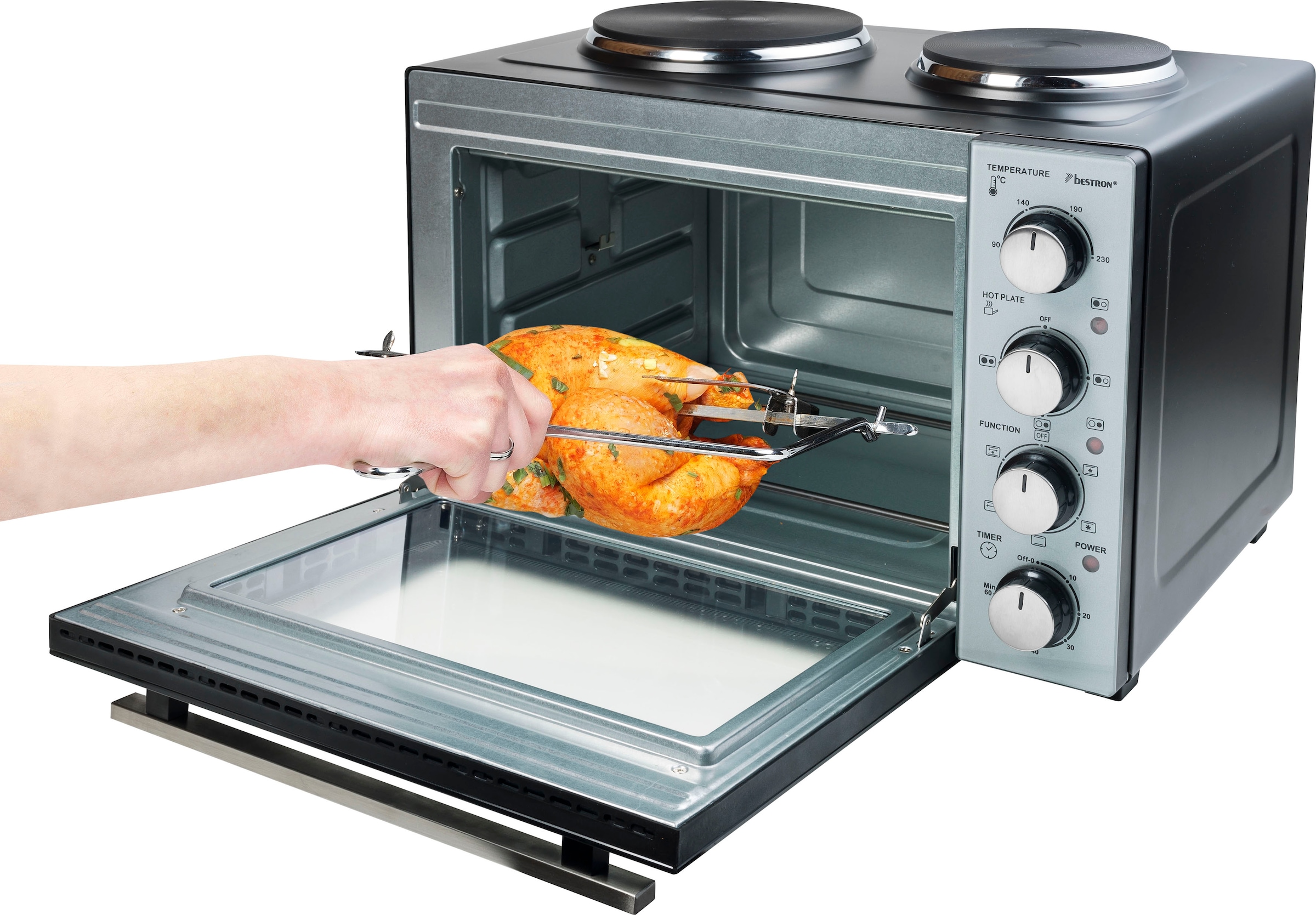 bestron Kleinküche »AOV31CP Crispy & Co«, mit Ofen und Doppelkochplatte,  3200 Watt, Schwarz per Raten | BAUR