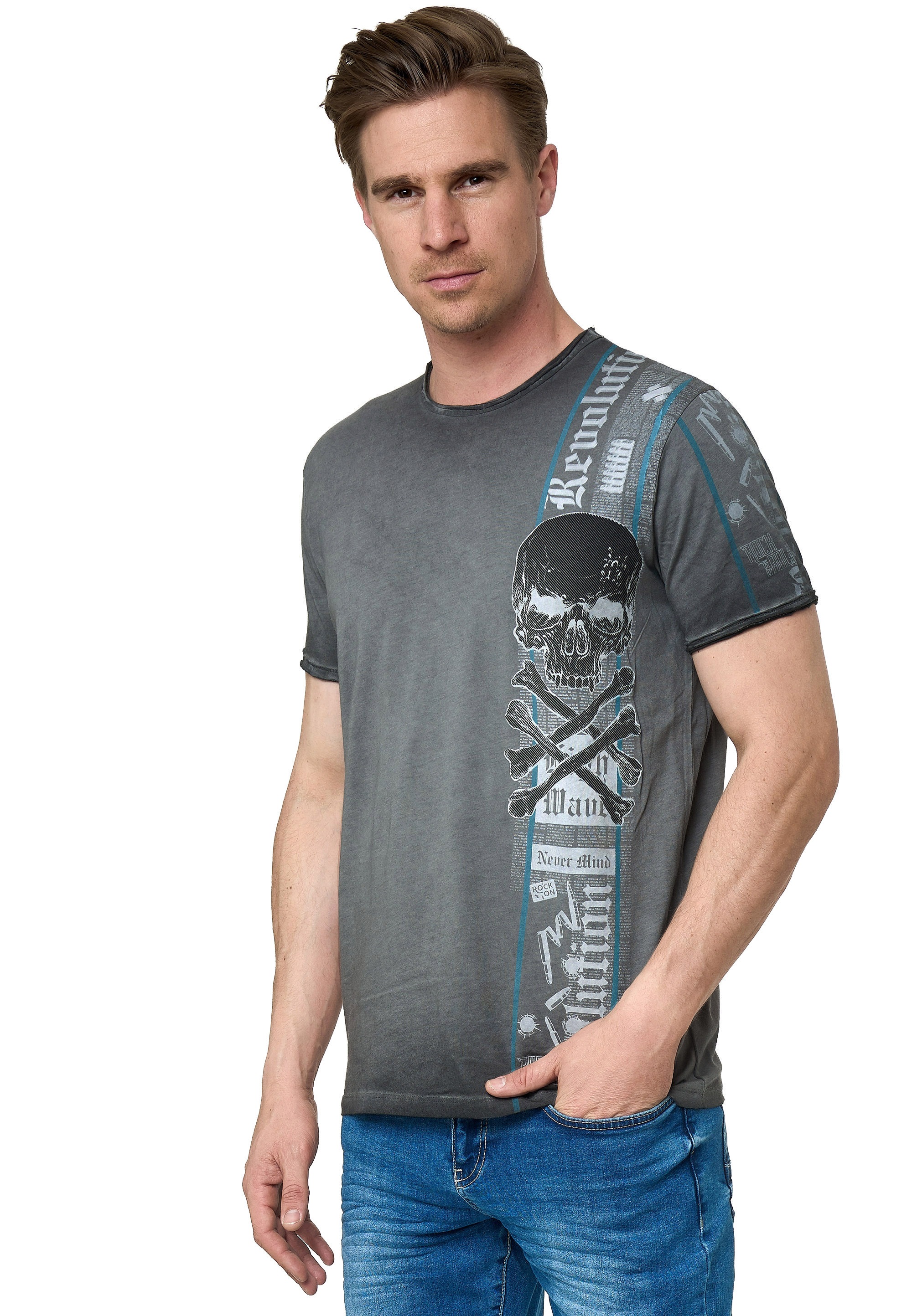 Rusty Neal T-Shirt im verwaschenen Look günstig online kaufen