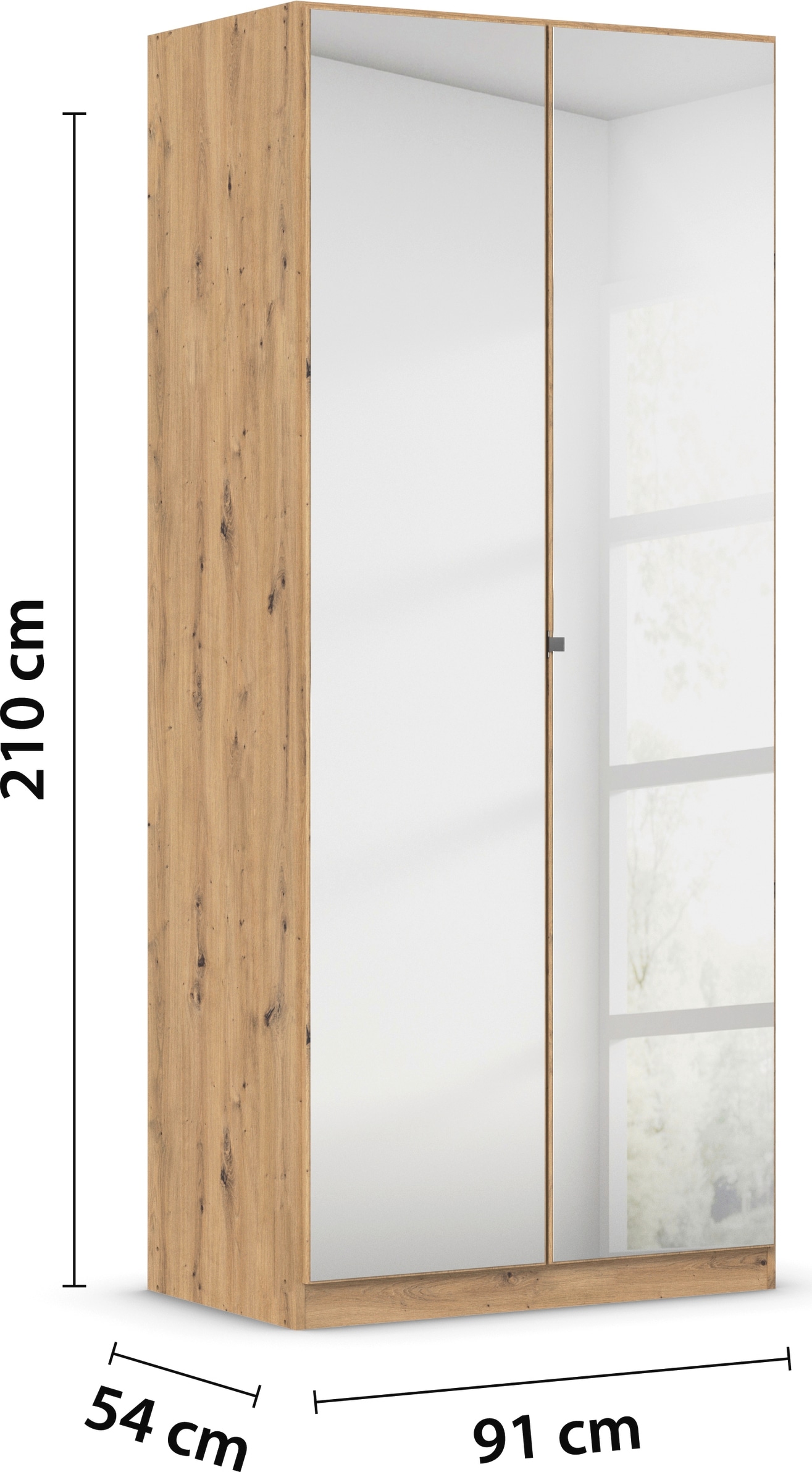 rauch Drehtürenschrank »Reflect«, mit Spiegelfront, inkl. praktischer Inneneinteilung