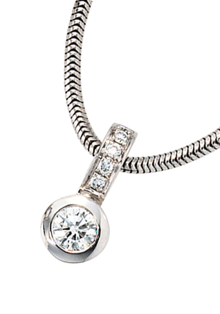 JOBO Damen Kettenanhänger "Kleiner Anhänger Weißgoldanhänger 5 mm", SI = kleine Einschlüsse, Diamanten Weißgold 585weißgold 585, Diamanten, Weißgold