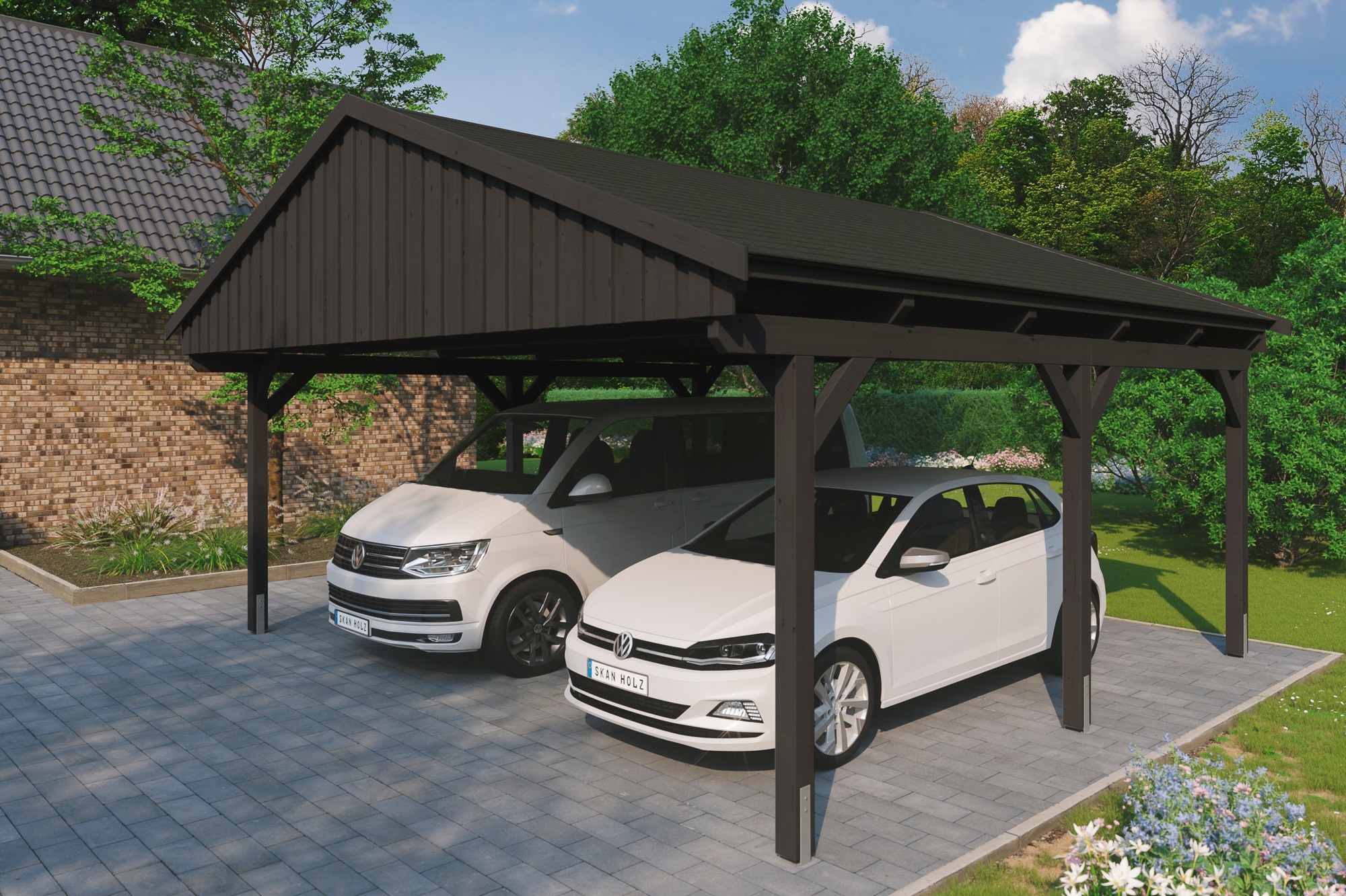 Skanholz Doppelcarport »Fichtelberg«, Holz, 574 cm, Anthrazit