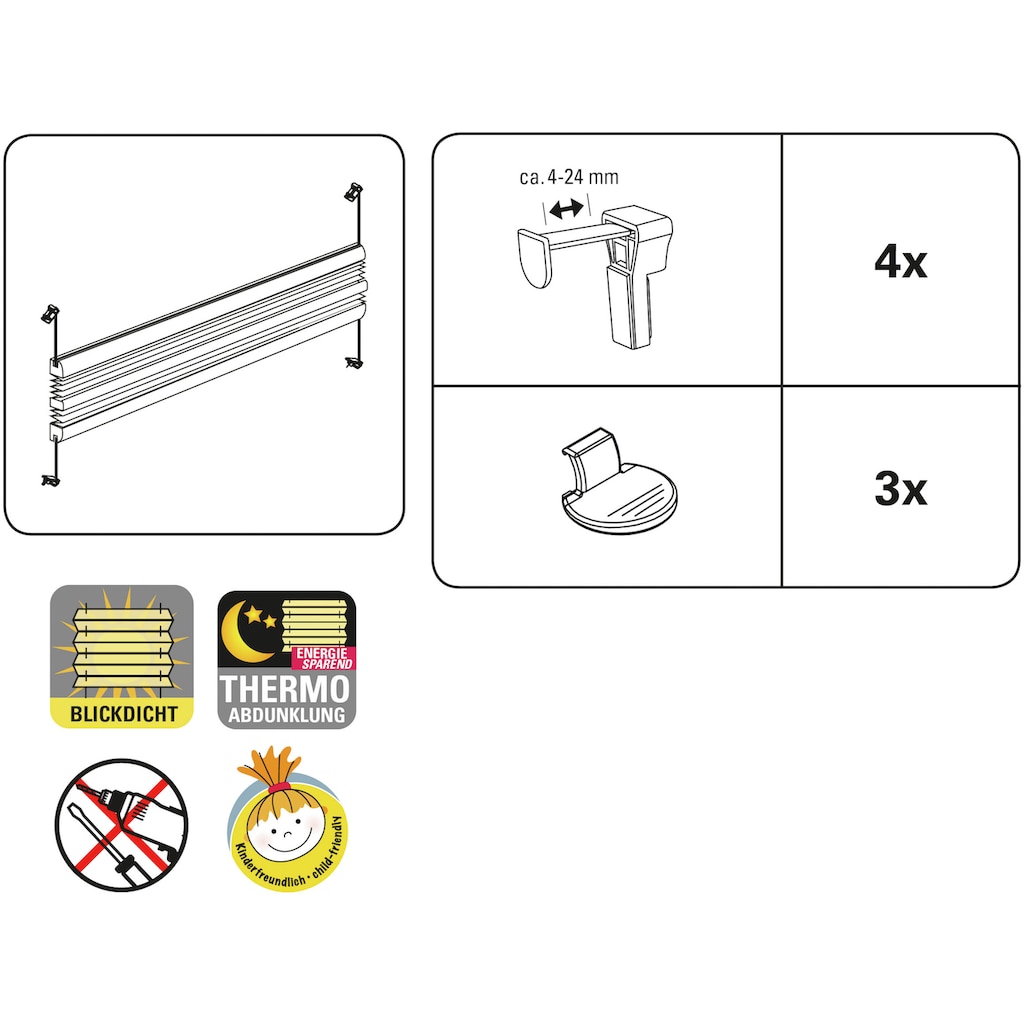 GARDINIA Plissee »Easyfix Plissee Day + Night«, verdunkelnd, energiesparend, ohne Bohren, verspannt, lichtdurchlässig und zugleich abdunkelnd mit Thermobeschichtung
