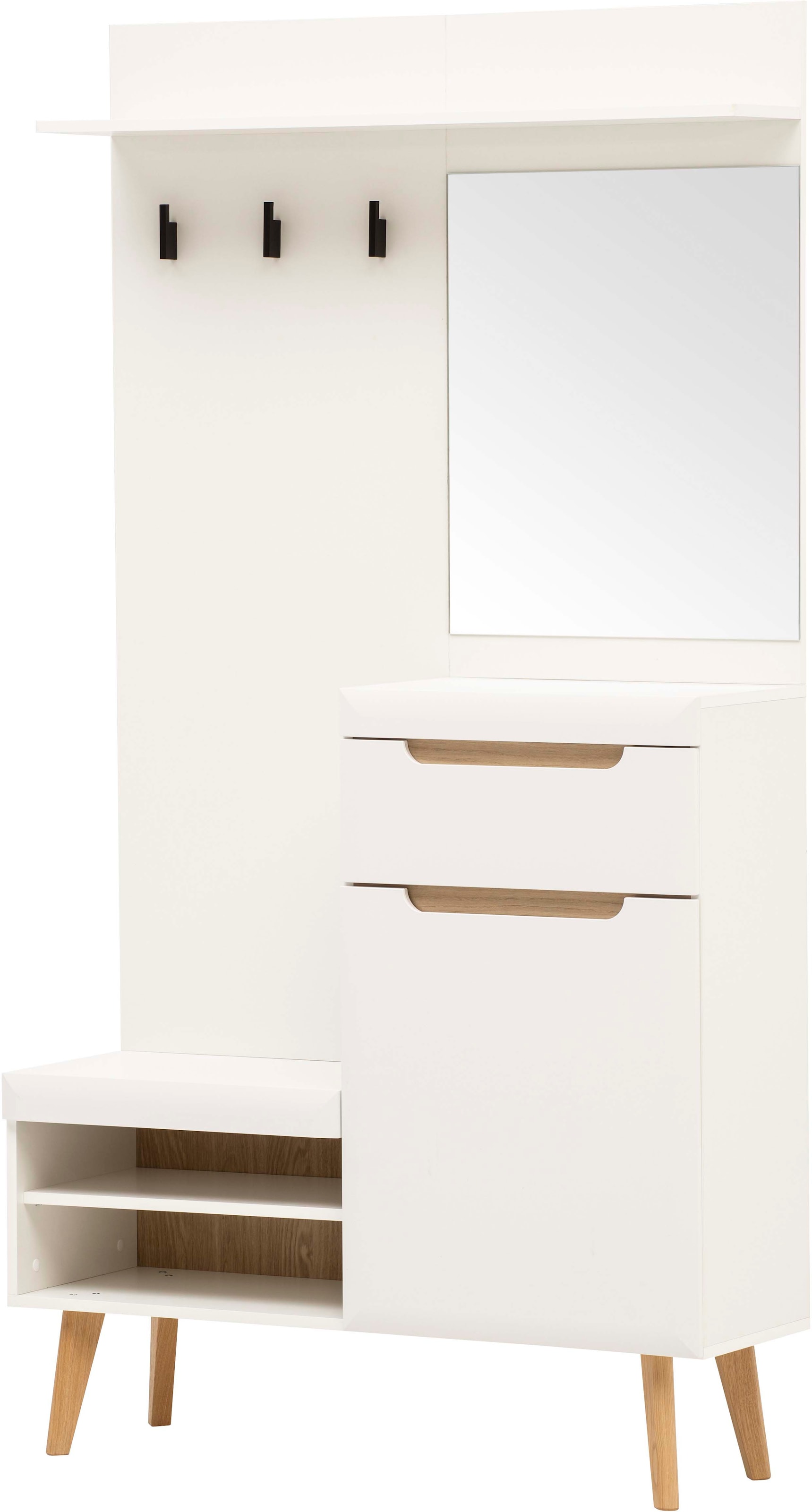 Home affaire Kompaktgarderobe »Torge, Garderobe mit Stauraum, Garderobenschrank im Scandic Design«, in zwei Farben, viel Stauraum, 107 cm breit, für kleine Räume geeignet