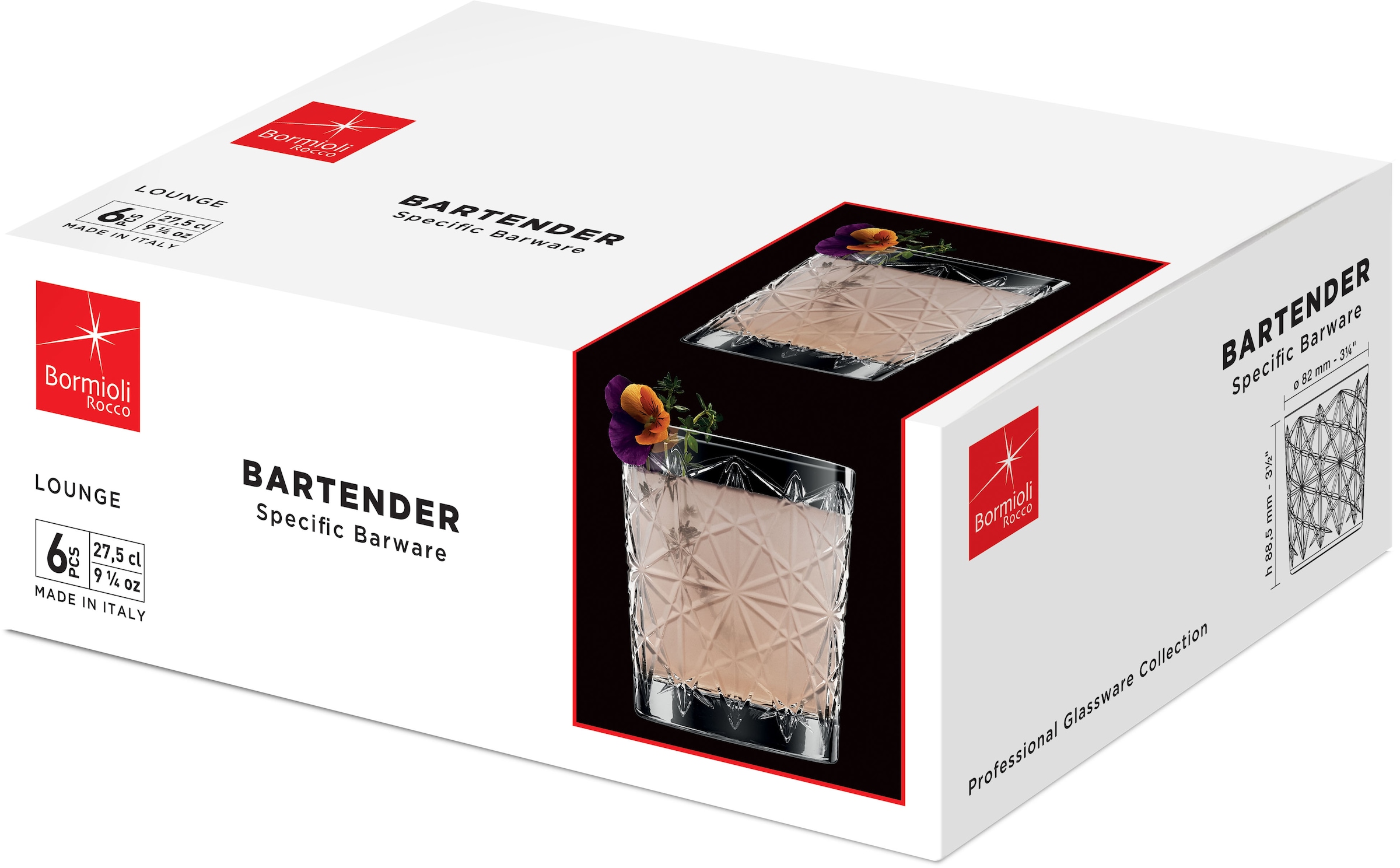 Bormioli Rocco Glas »Acqua Becher- Lounge, 27,5 cl, 4 Stück«, (Set, 4 tlg.), Strukturglas, spülmaschinengeeignet