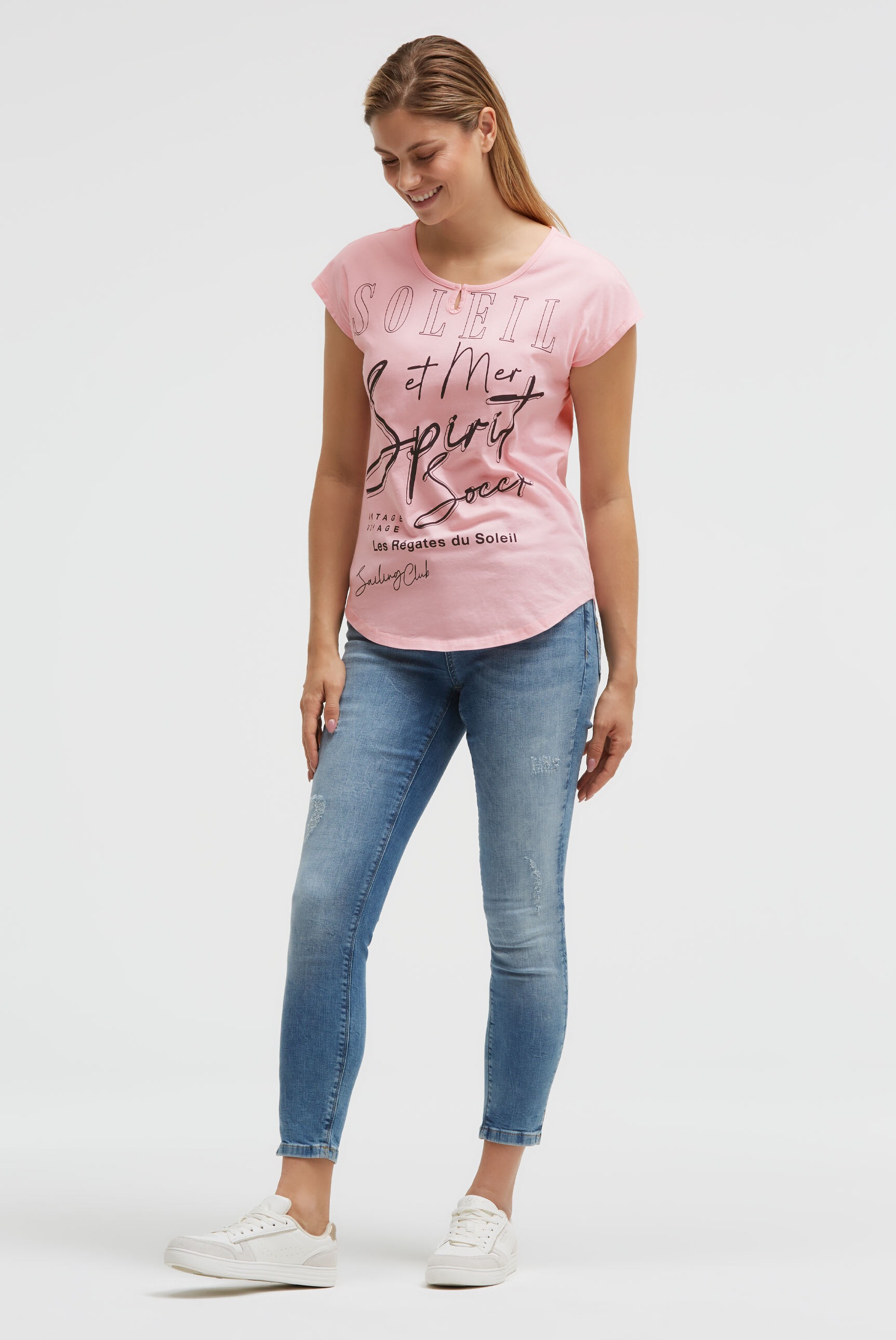 SOCCX Rundhalsshirt mit überschnittenen Schultern