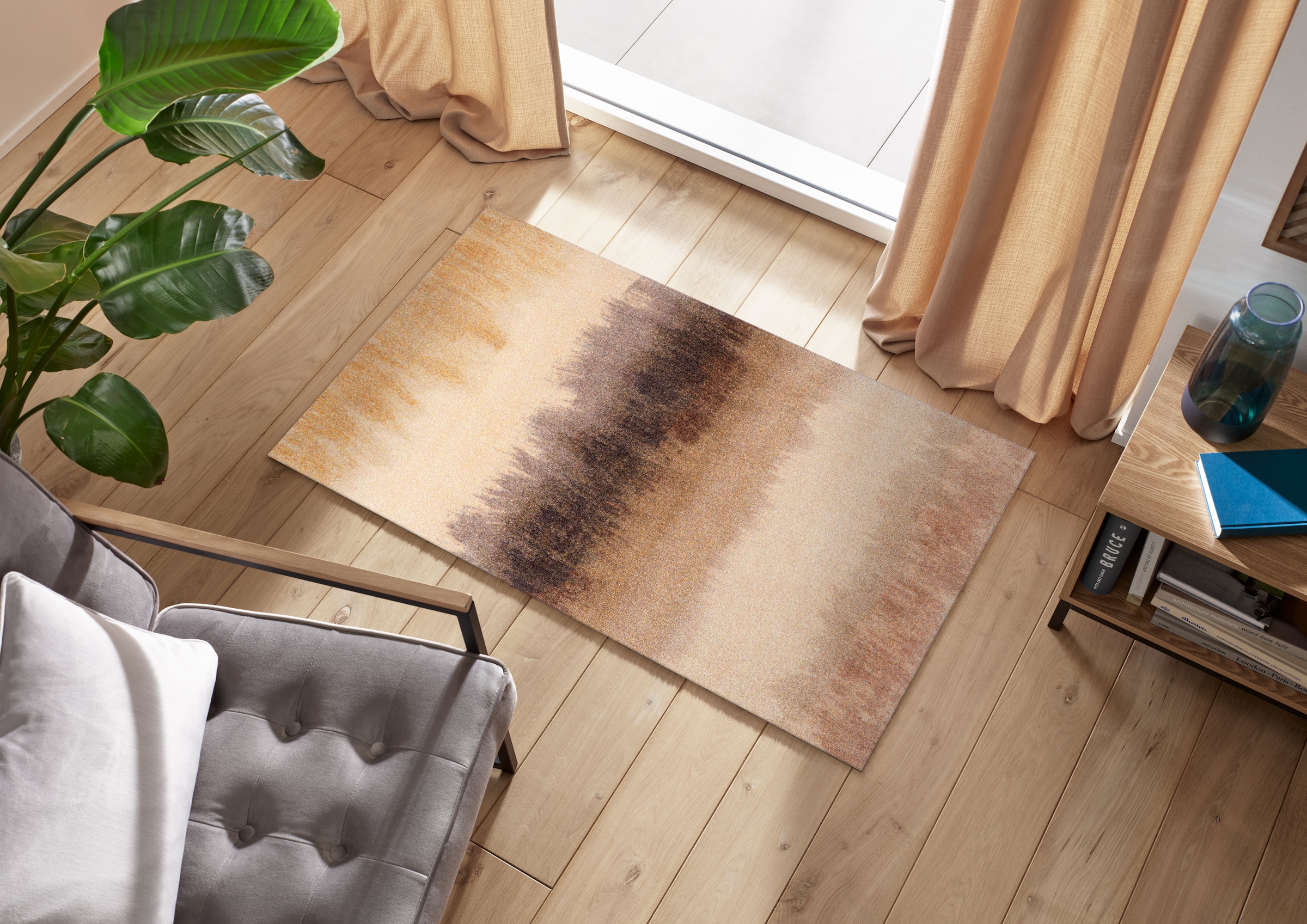 wash+dry by Kleen-Tex Teppich »Bronze Bands«, rechteckig, 9 mm Höhe
