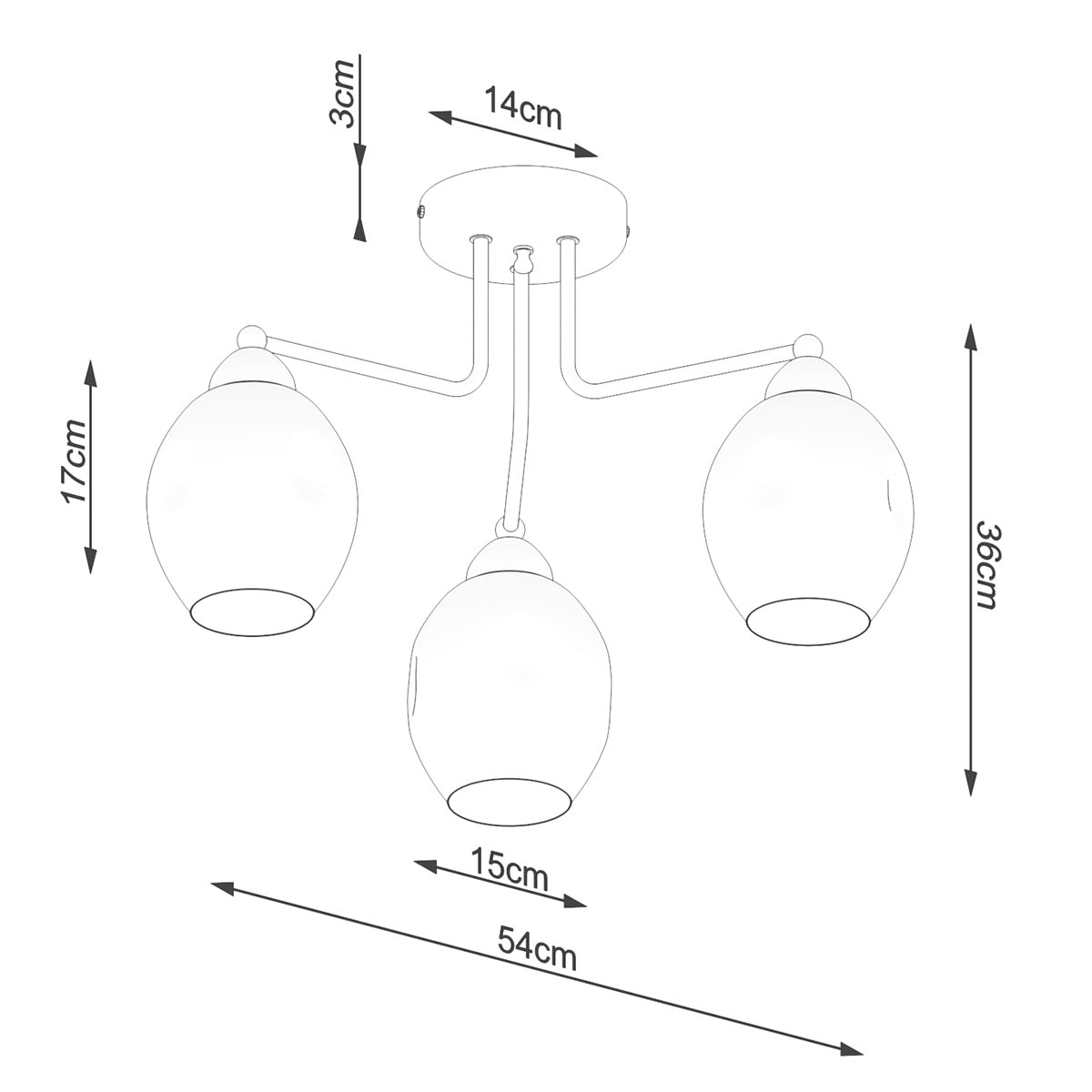 SOLLUX lighting Kronleuchter »FILLAN«, 3 flammig, Leuchtmittel E27 | ohne Leuchtmittel, leuchtet nieder