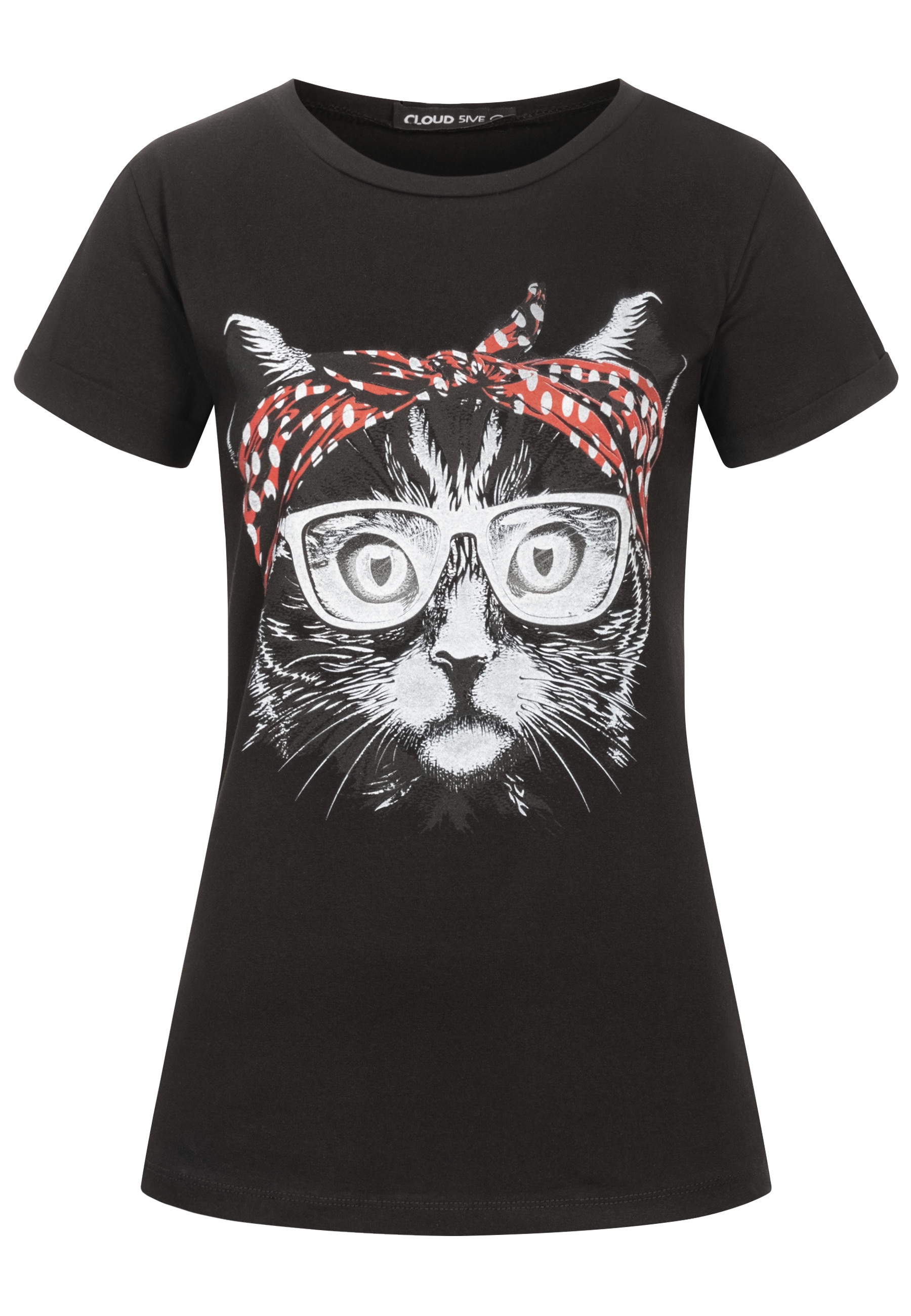 CLOUD 5IVE T-Shirt "CLOUD 5IVE Cloud5ive Damen T-Shirt Bandana Katzen Print" 1