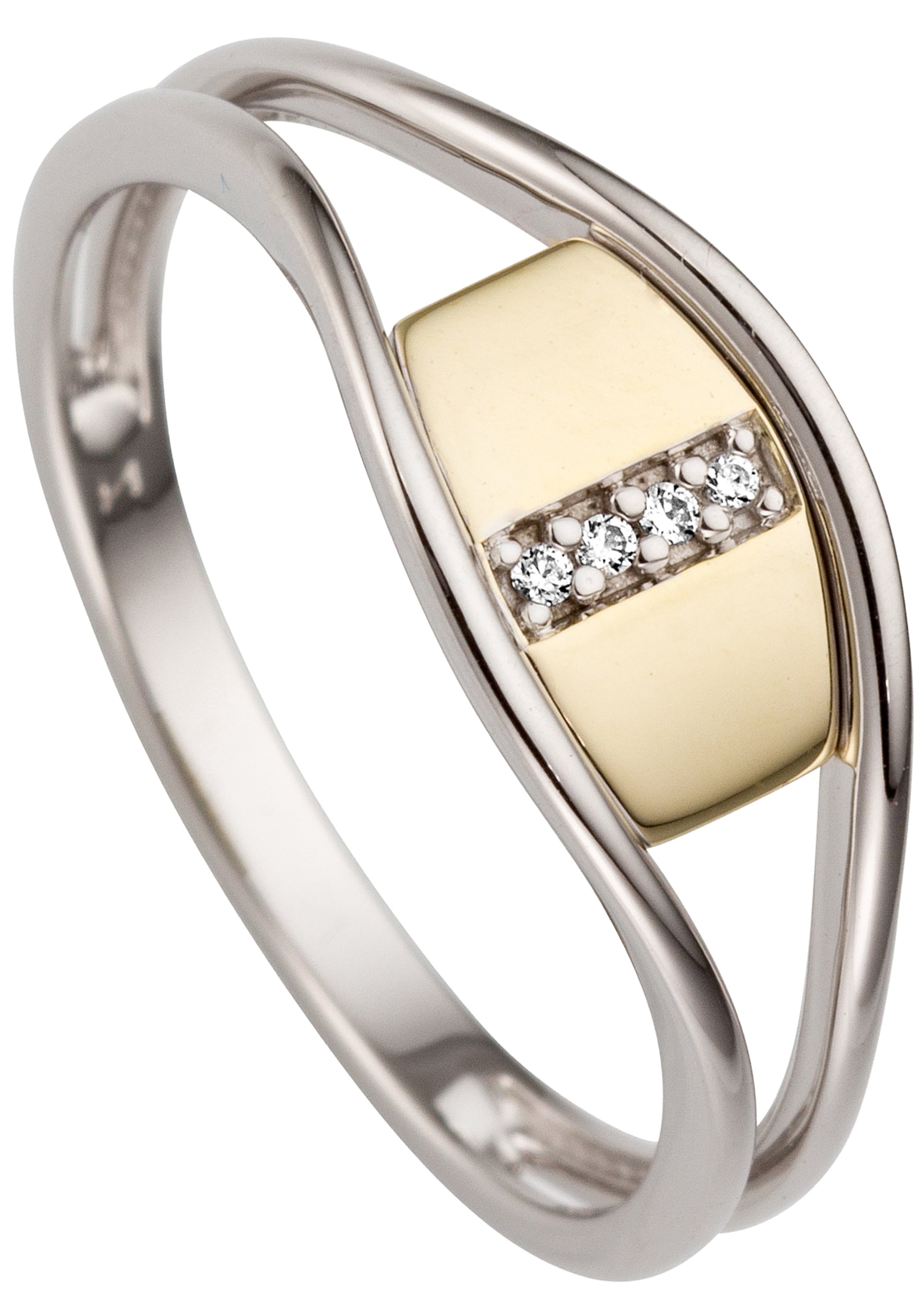 JOBO Fingerring »Ring mit 4 Diamanten«, 585 Gold bicolor