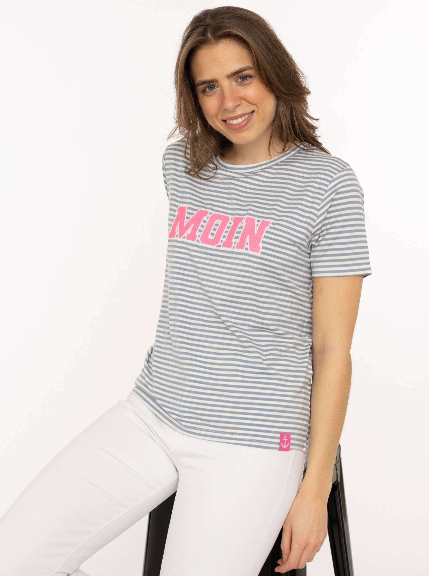 Zwillingsherz T-Shirt ""Anker Moin"" gestreift, gestickter Schriftzug, mari günstig online kaufen