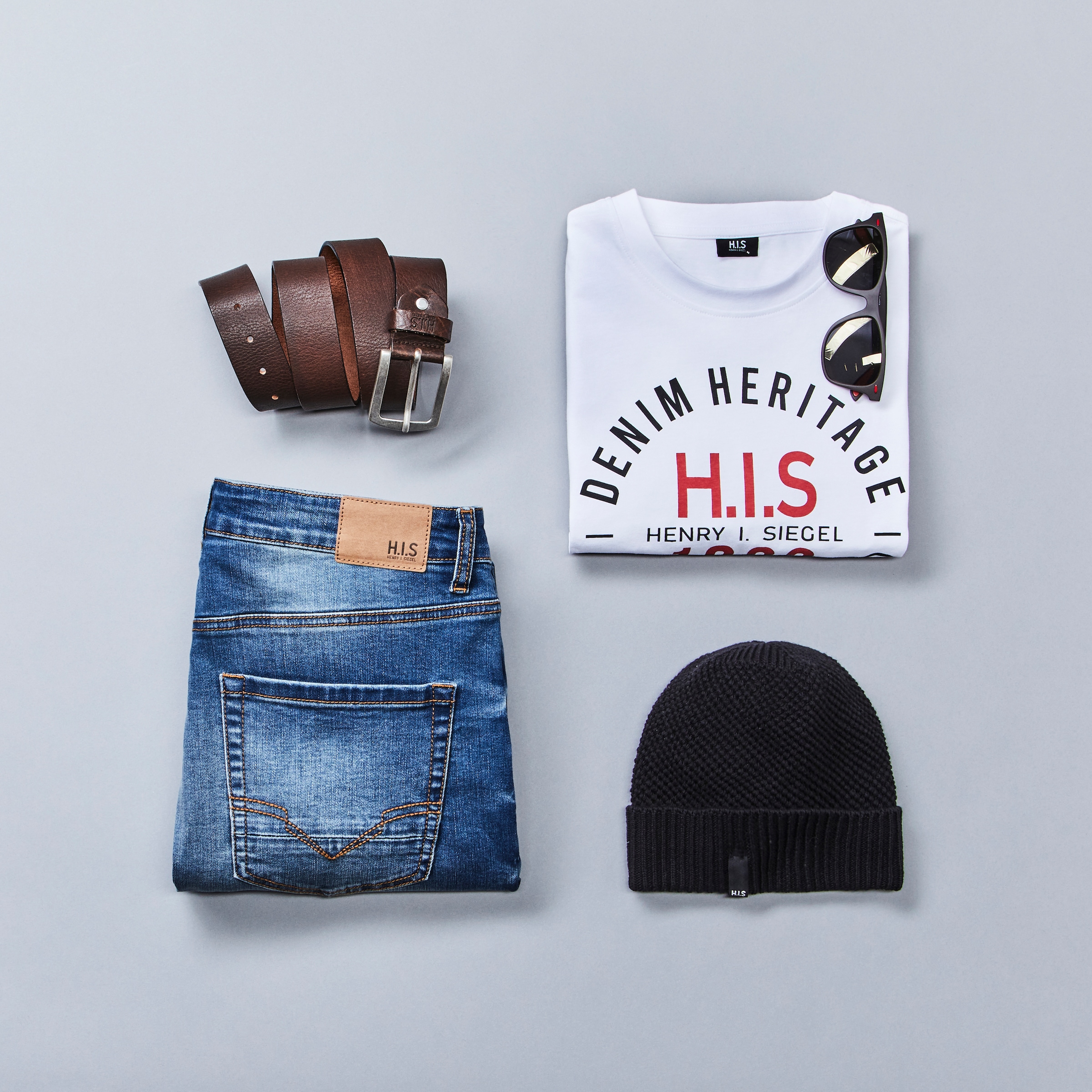 H.I.S Rundhalsshirt, Kurzarm, schmale Passform, mit Print, Rundhals, aus Baumwolle
