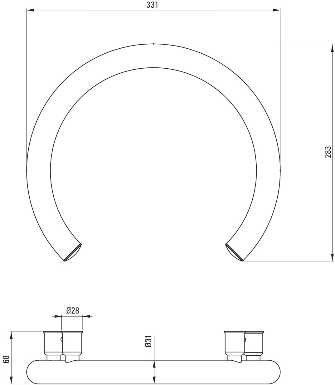 Deante Haltegriff »»Vital« Wandhalterung in Hufeisenform, 2in1, Ausführung Chrome«, Tragegewicht 150 kg, einfache Montage