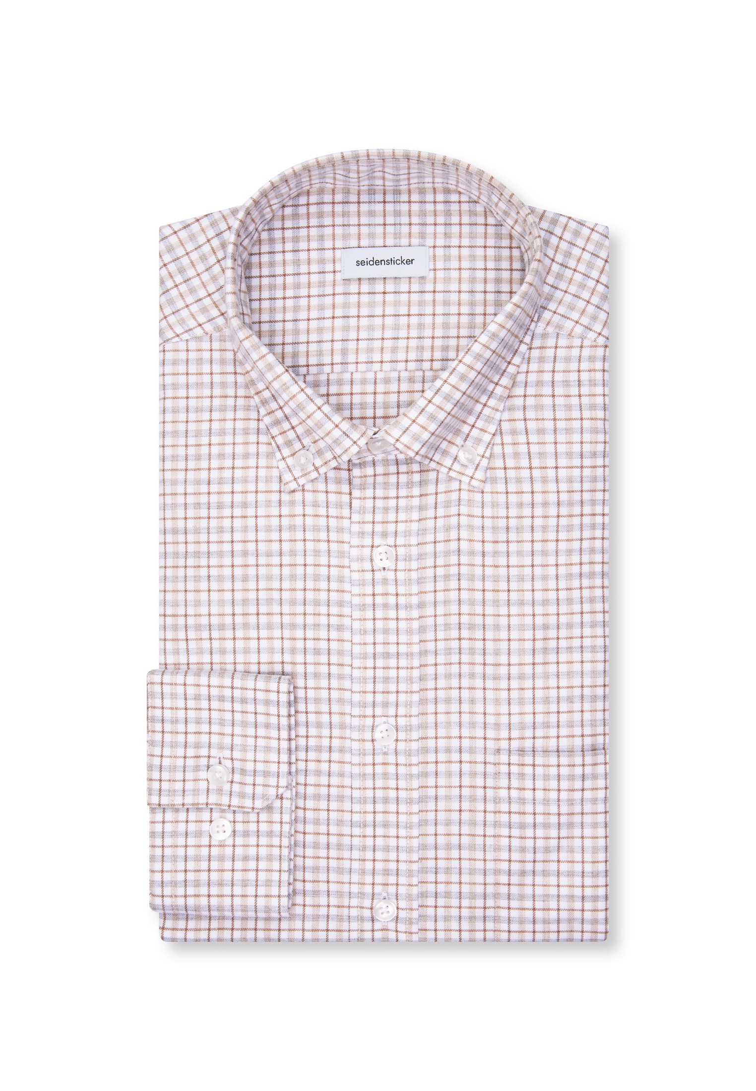 seidensticker Flanellhemd »Schwarze Rose« Regular 1/1 Button-Down-Kragen Karo