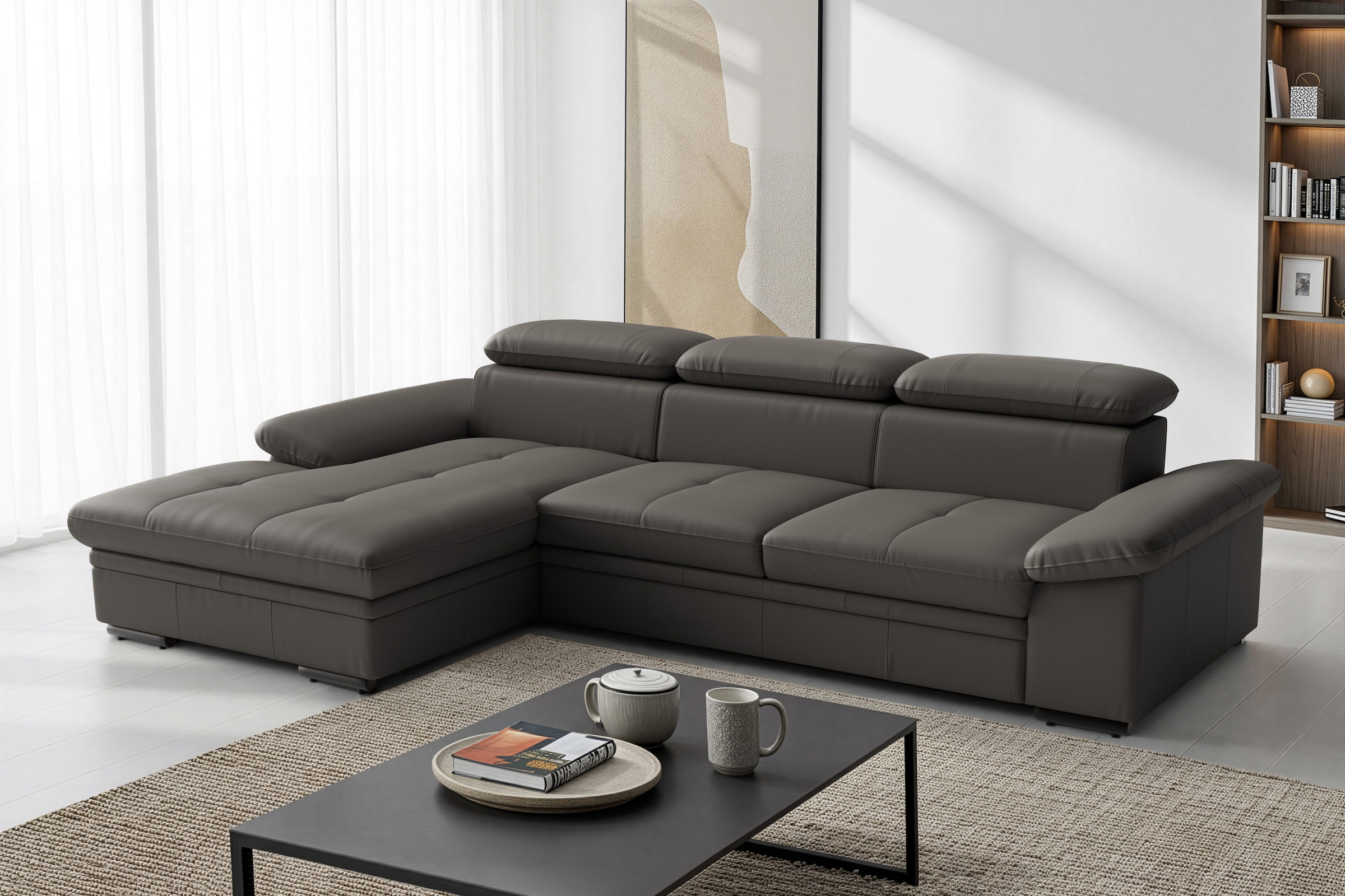sit&more Ecksofa "Viola L-Form, B: 260 cm, Arm- & Kopfteilverstellung" optional Schlaffunktion, Sofa mit Komfortsitz in Leder