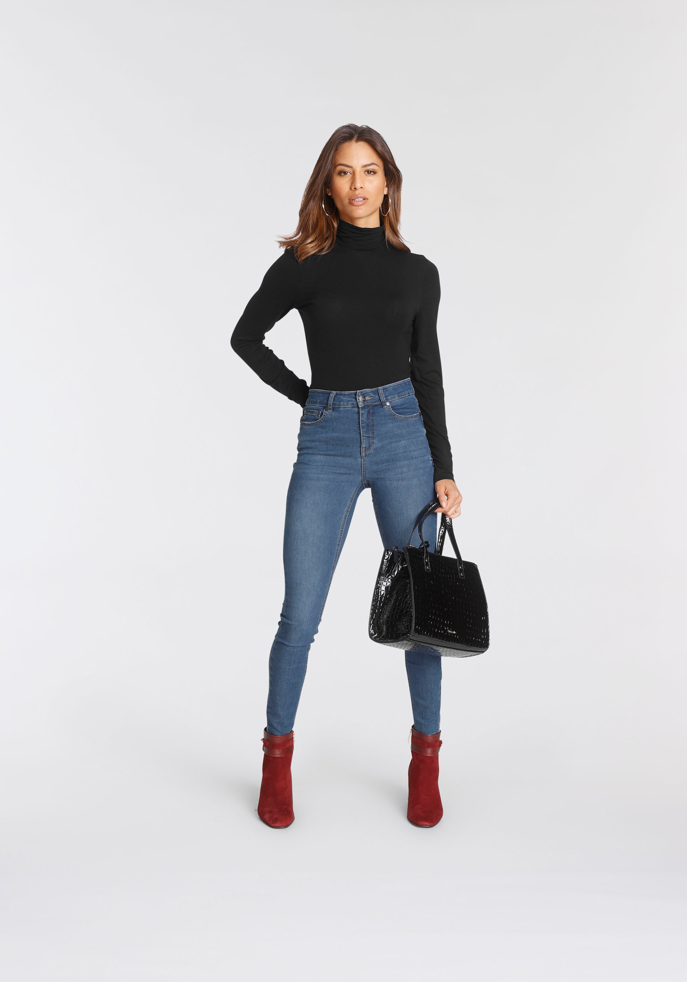 Tamaris Rollkragenshirt Langarm,  Basic, aus elastischem Material