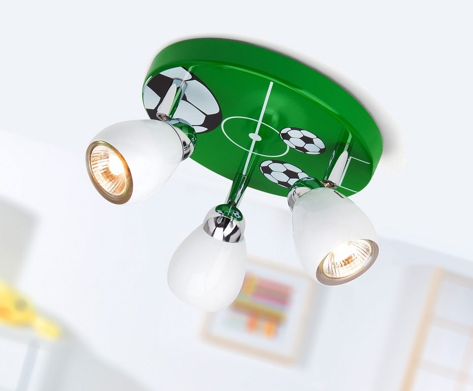 Brilliant LED Deckenstrahler »SOCCER«, 3 flammig-flammig, Spotrondell weiß/grün-schwarz-weiß, 3 x GU10 max. 3W, 11cm Höhe