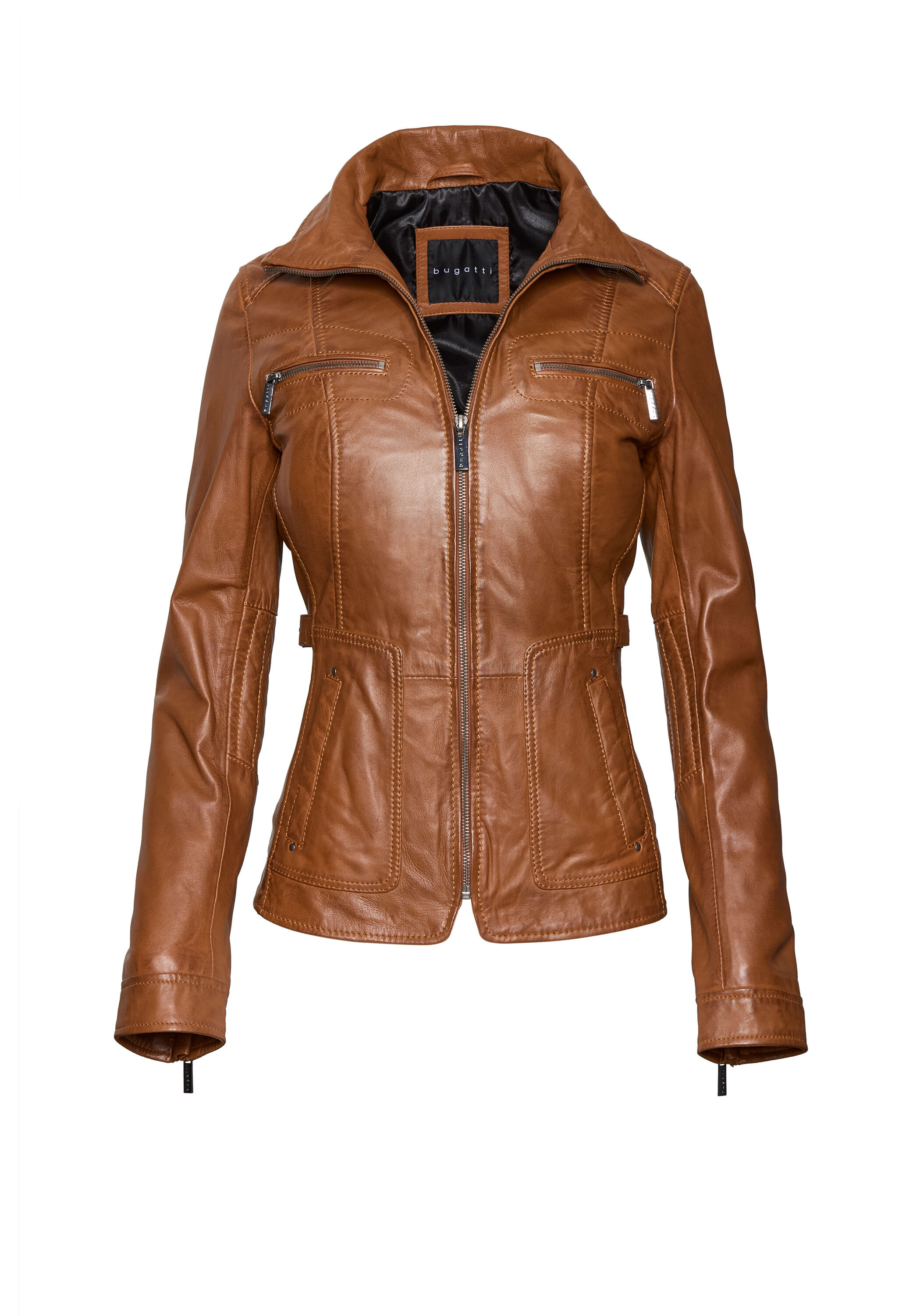 bugatti Lederjacke "bugatti Lederjacke" ohne Kapuze sportives Design
