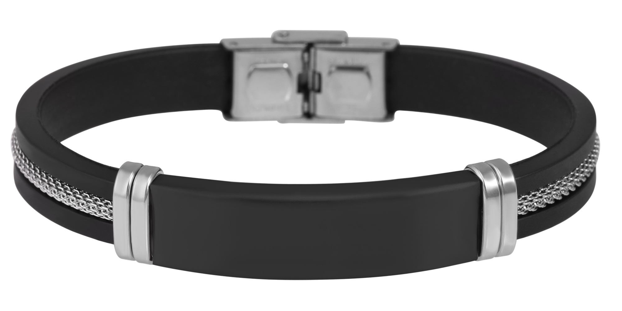 Armband ADELIA´S "Damen Armband – Silikonarmband aus Edelstahl 21 cm", schwarz, Armbänder, Damen, 21cm, Edelstahl, Armband, Zum Verschenken – ideal zum Muttertag
