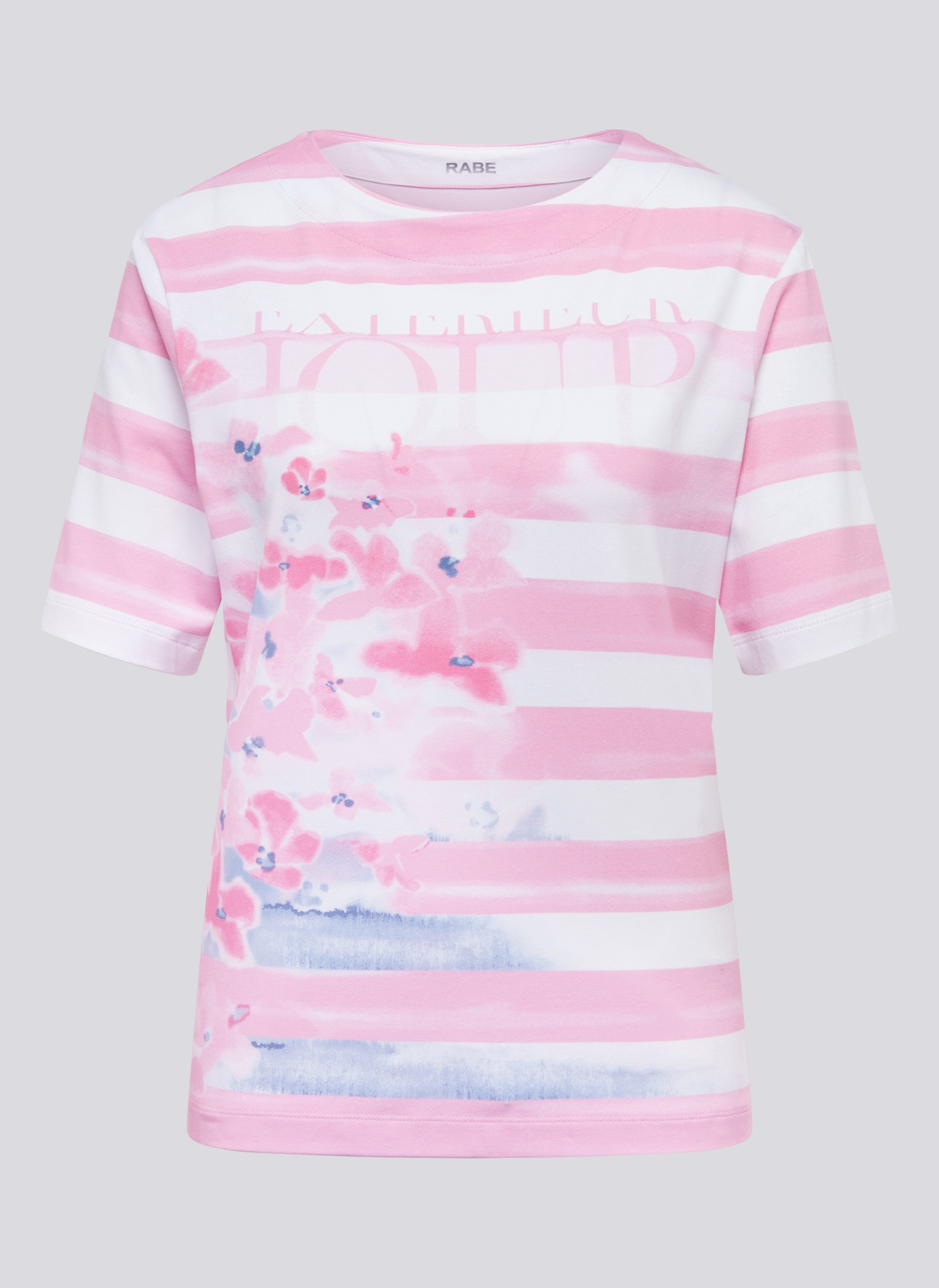 Rabe Rundhalsshirt, mit Streifen und floralem Muster