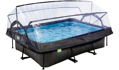 Framepool »Black Wood Pool 220x150x65cm«, mit Filterpumpe und Abdeckung - schwarz