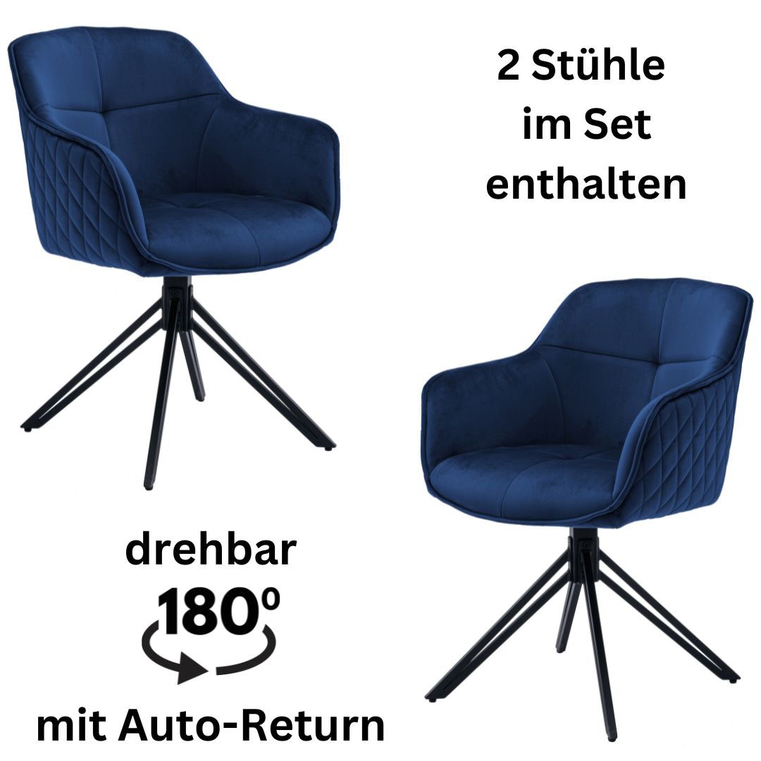 Stolkom Armlehnstuhl "Emma" (Set) 2 Stk. Samt 180 grad drehbar mit Auto-Ret günstig online kaufen