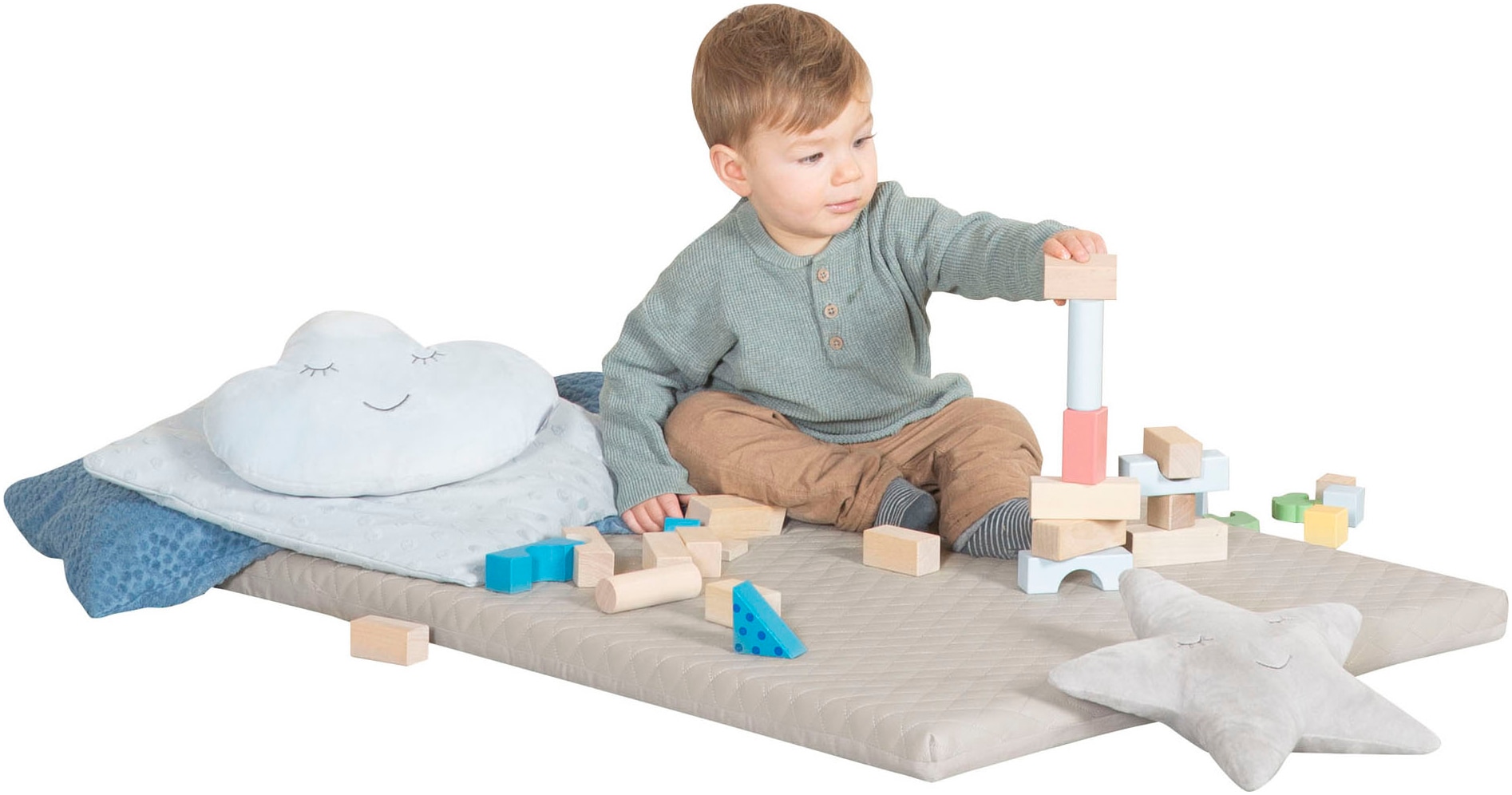 roba® Spielmatte »Luxe, Greyish gesteppt, 78 x 100 cm«, Passend für Kletterdreieck sowie Indoor-Kletterturm