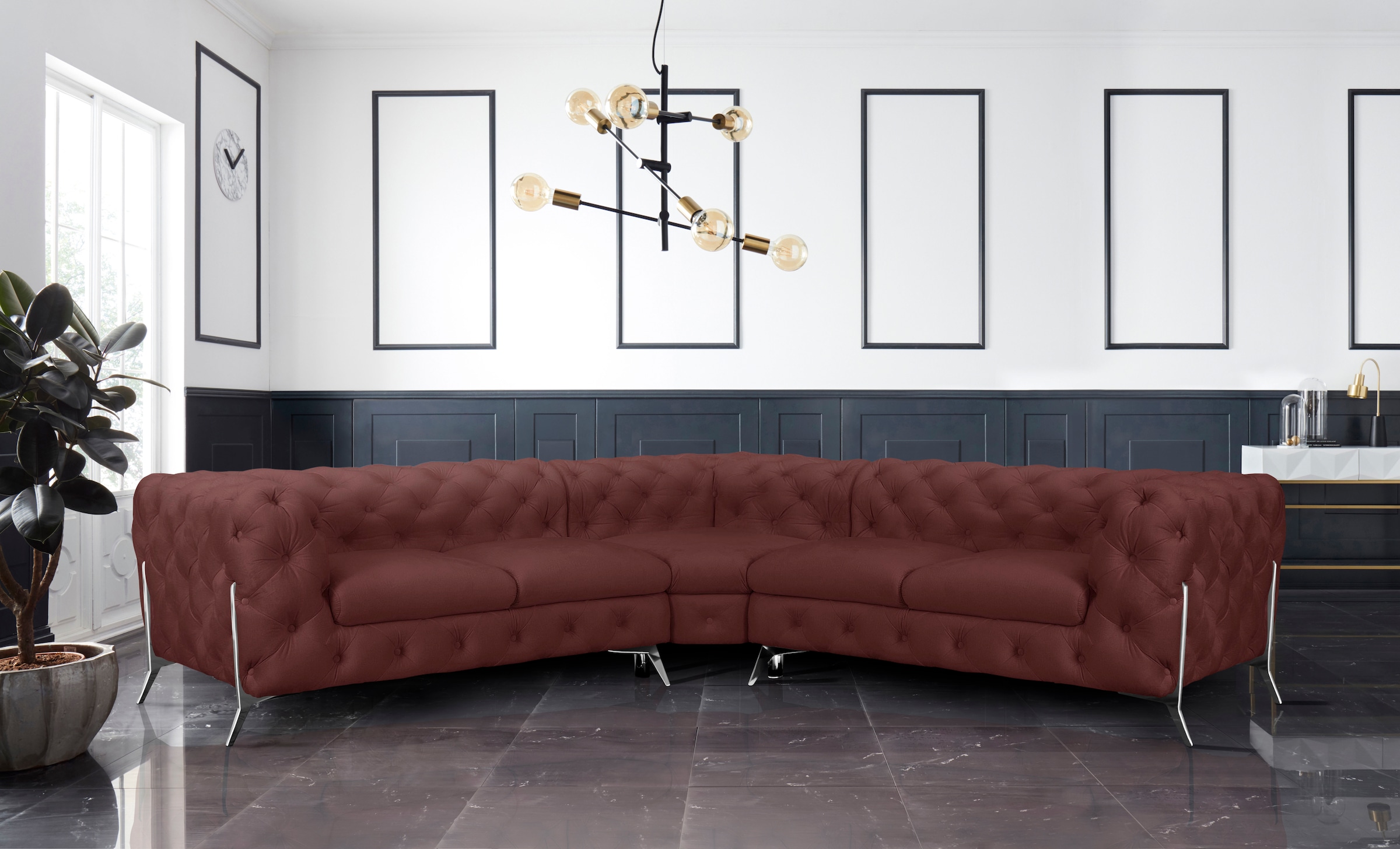 Home affaire Chesterfield-Sofa »Amaury L-Form« Chesterfield-Optik,  Breite/Tiefe je 262 cm, Fußfarbe wählbar