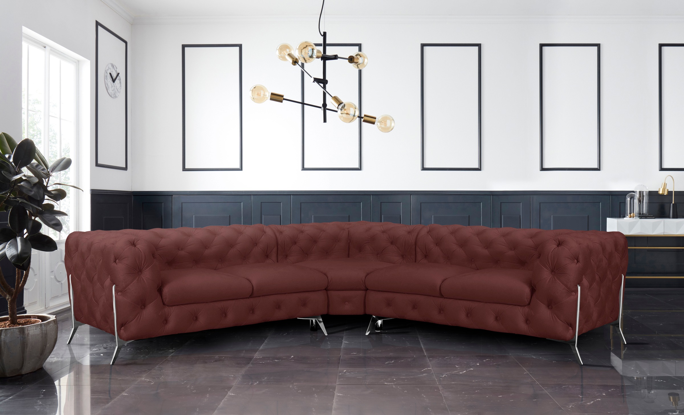 Home affaire Chesterfield-Sofa "Amaury L-Form" Chesterfield-Optik, Breite/T günstig online kaufen