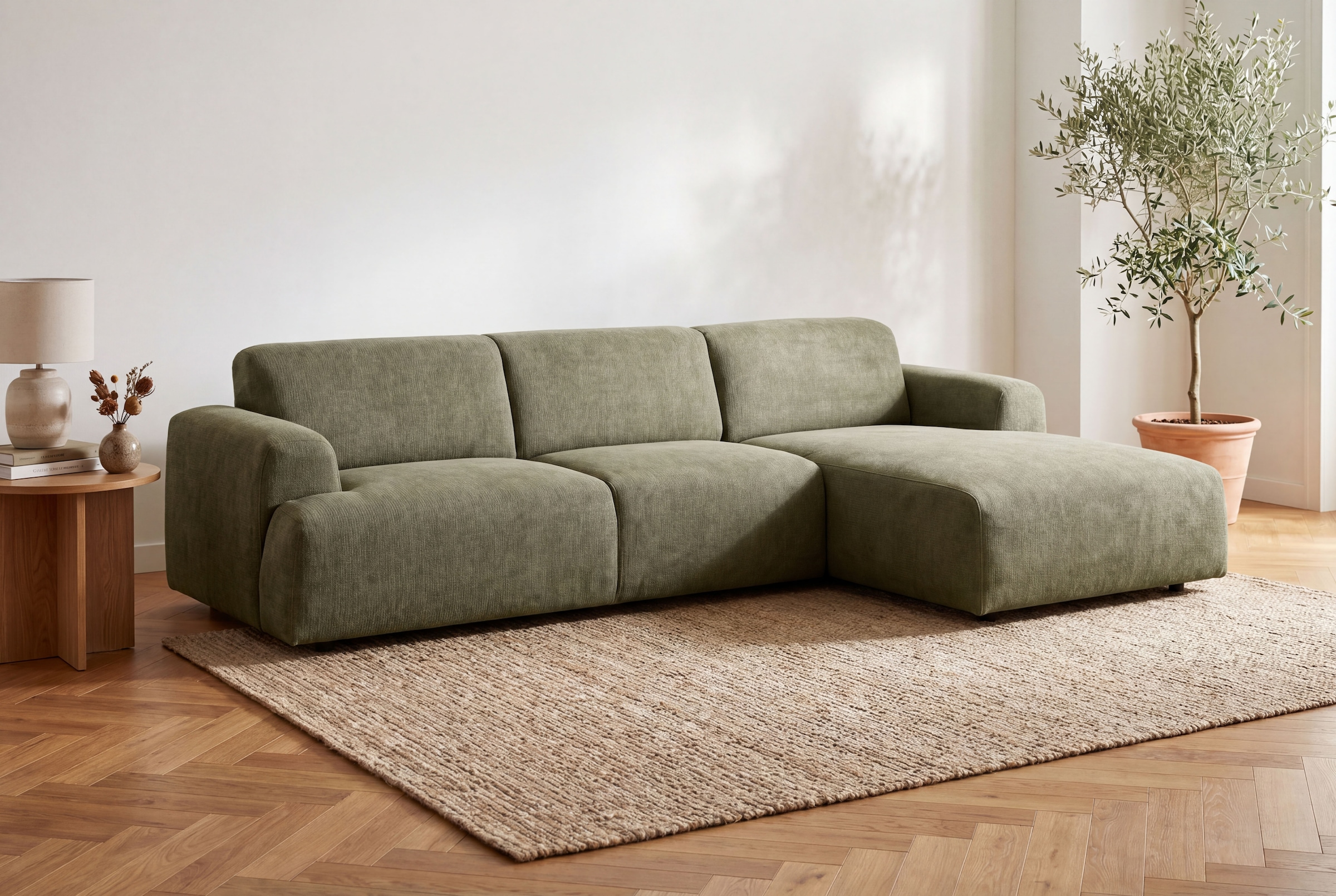 Home affaire Ecksofa »Linkka, Breite 301 cm« L-Form, in einem weichen Chenille-Stoff, mit Wellenunterfederung