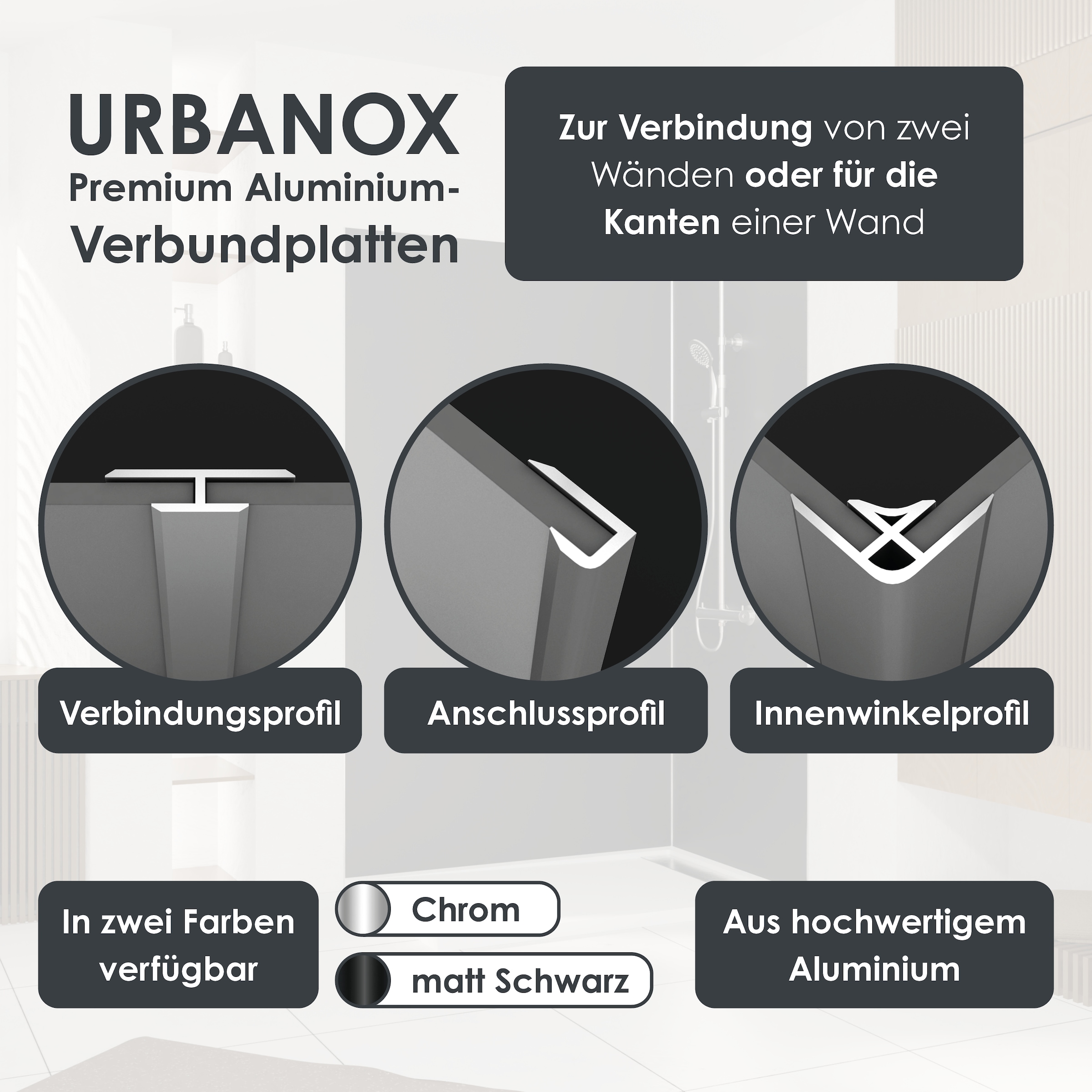 Marwell Duschrückwand »Urbanox«, (Set, 2 tlg.), Set bestehend aus: 1 Paneel 90 x 210 cm, 1Paneel 120 x 210 cm