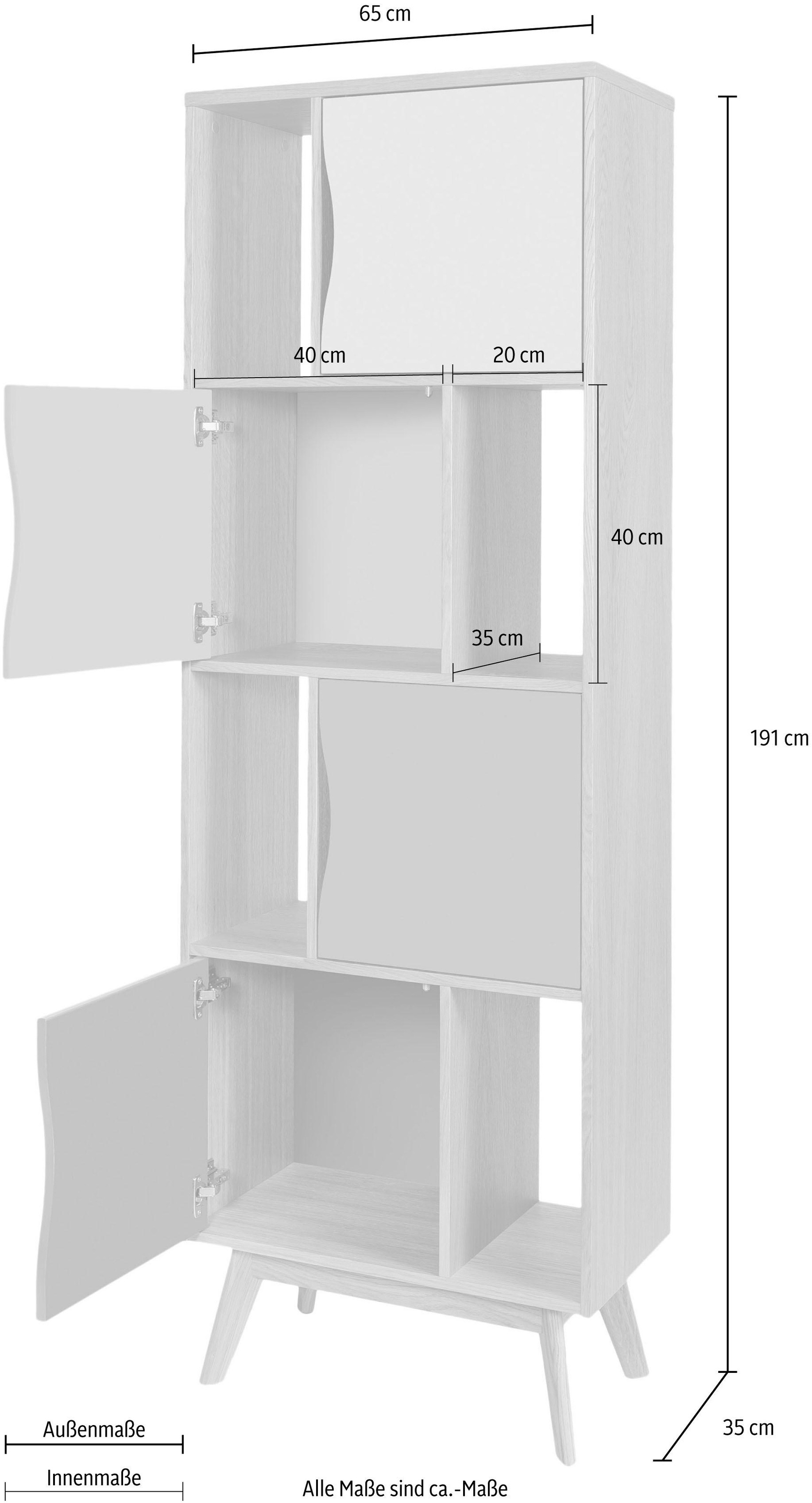 Woodman Bücherregal »Avon«, Höhe 191 cm, Holzfurnier aus Eiche, schlichtes skandinavisches Design