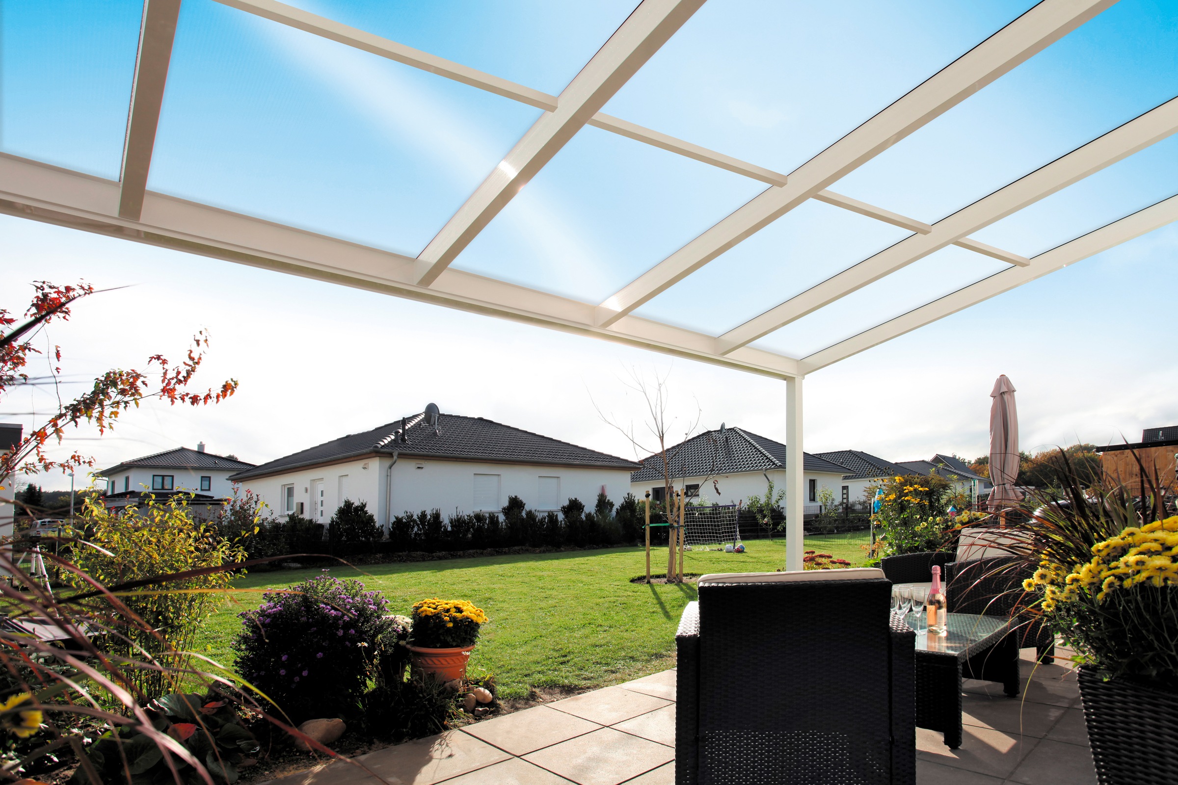 Skanholz Terrassendach »Modena«, 434 cm Breite, verschiedene Tiefe