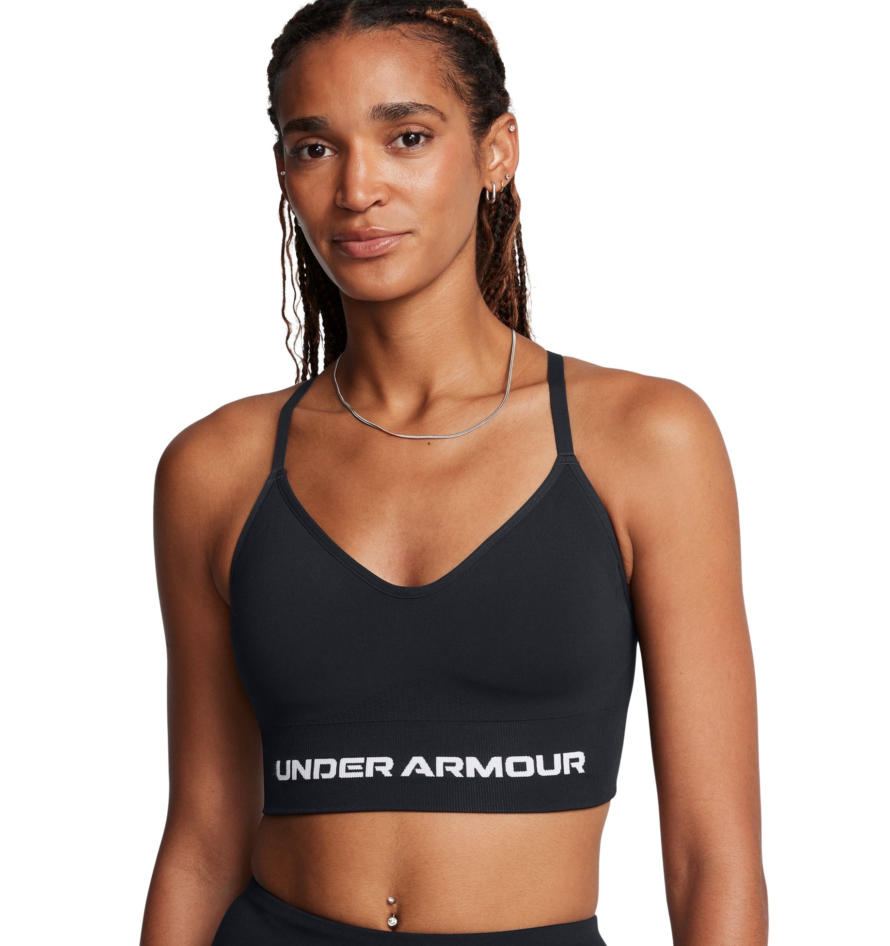 Under Armour Sport-BH "VANISH SEAMLESS LOW BRA" nahtlose Passform, längerer Schnitt, mit 12 % Elasthan