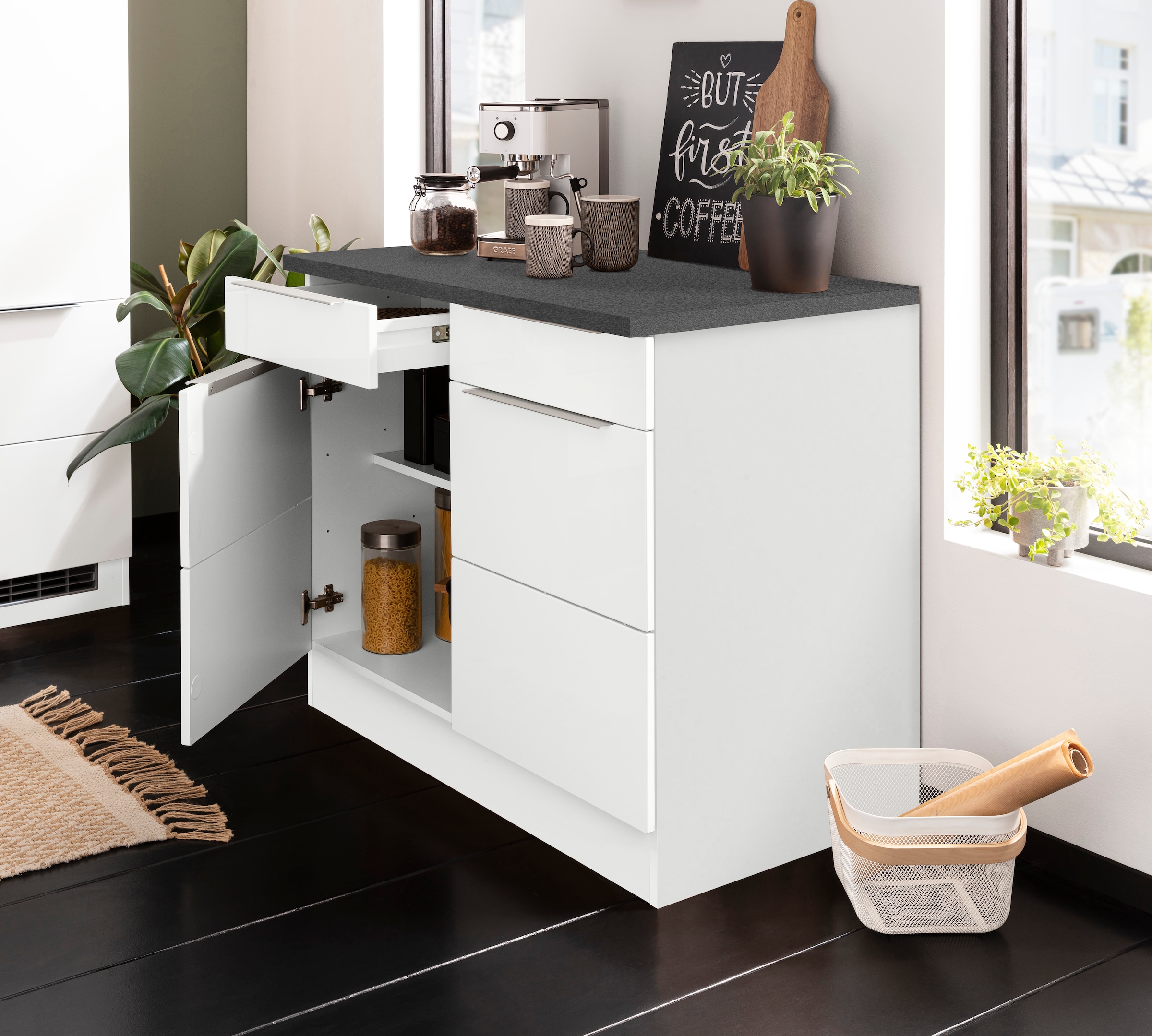 KOCHSTATION Unterschrank »KS-Brindisi«, 100 cm breit, viel Stauraum