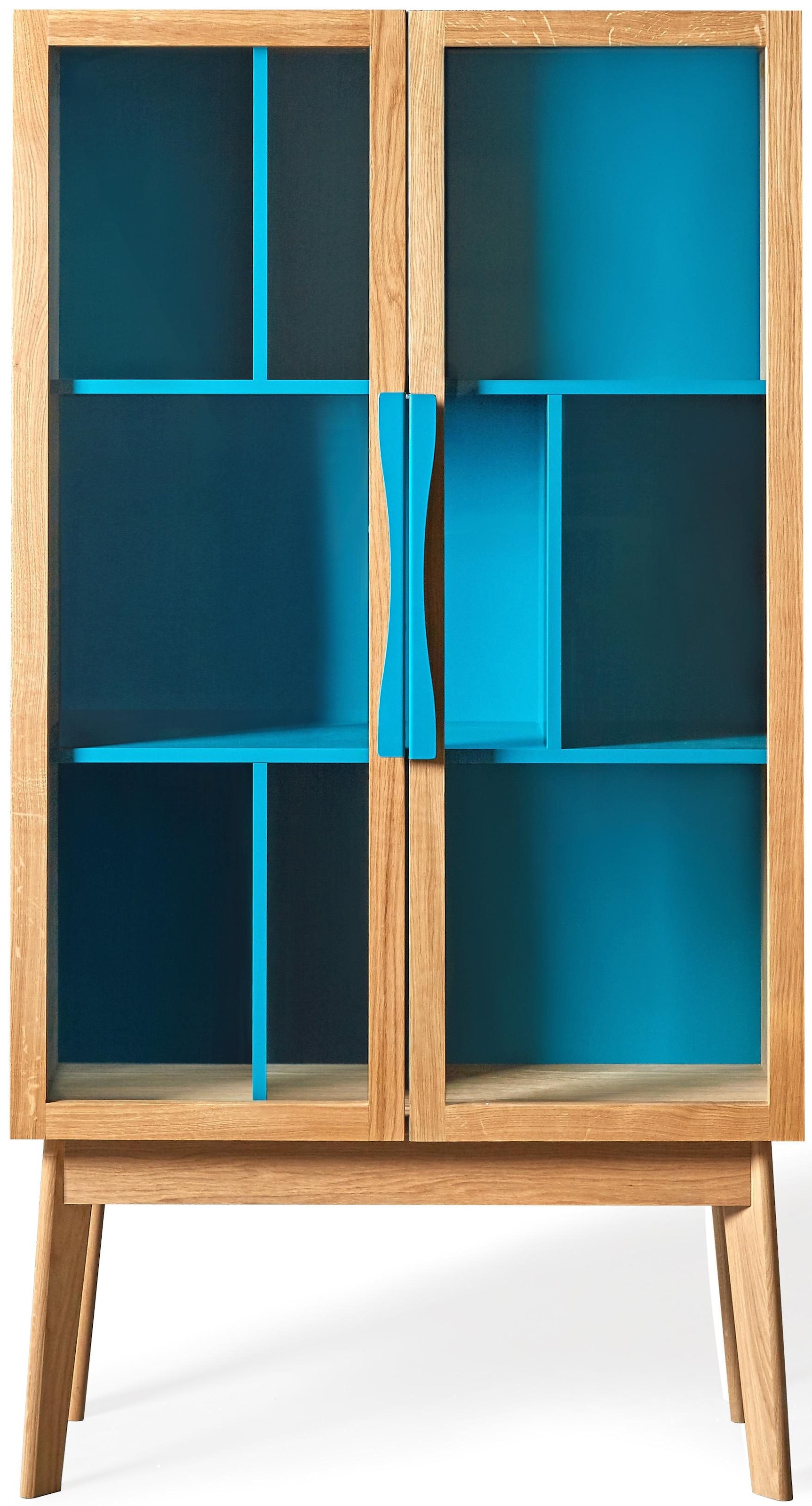 Bücherregal »Hilla«, Breite 88 cm, Türen mit Glaseinsätzen, Holzfurnier aus Eiche